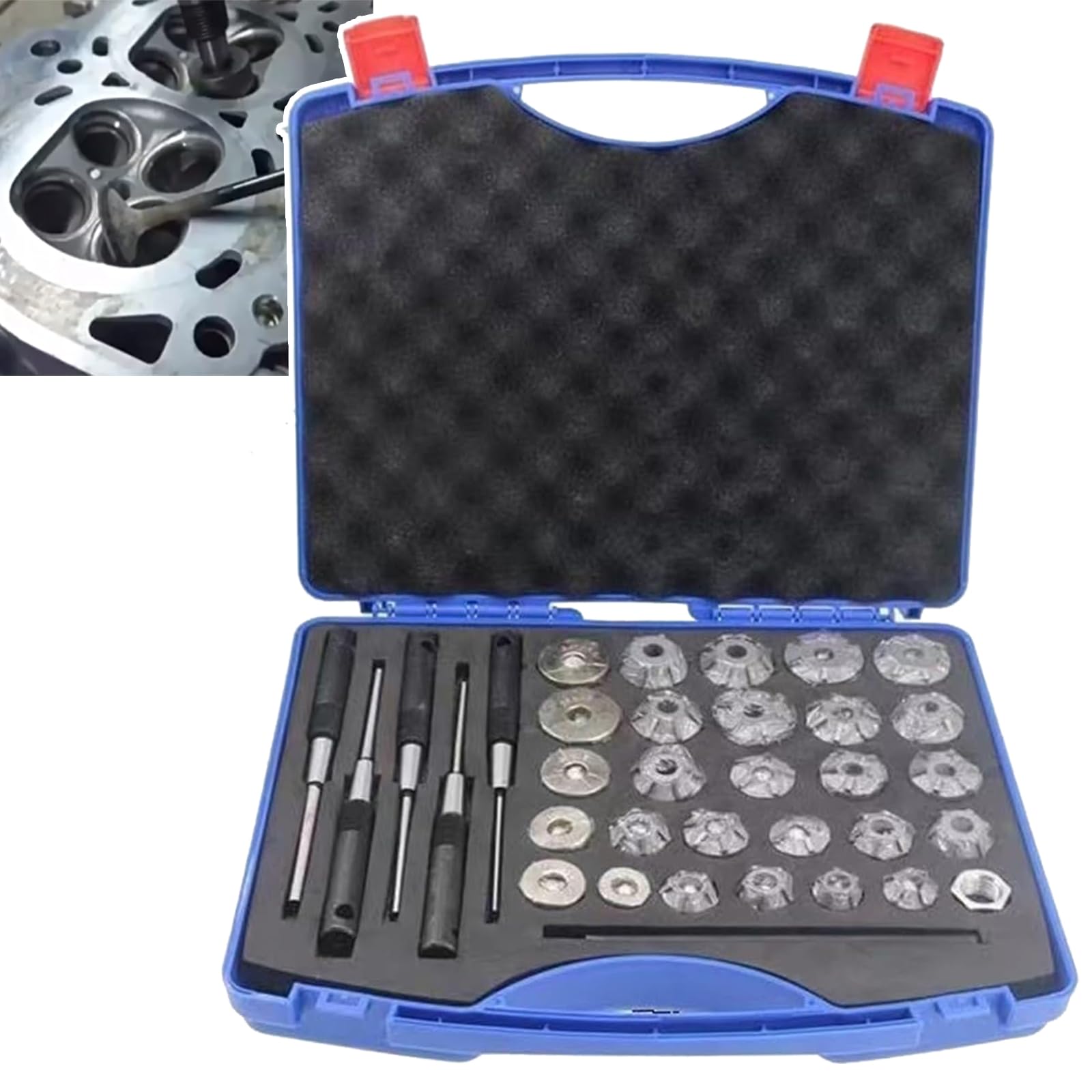 Escariador De Válvulas Universal (34 Piezas), Juego De Escariador De Asientos De Válvulas Automotrices De 22-38 Mm, para Rectificado De Motores.,34pcs