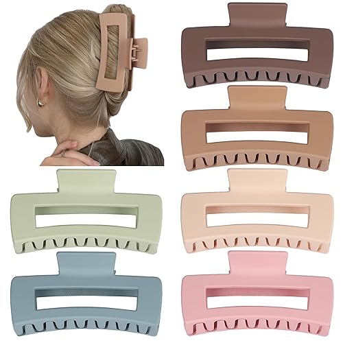 Miniatura 63 de Pinzas grandes para el cabello de 4 pulgadas, 6 clips cuadrados grandes para cabello grueso, accesorios rectangulares antideslizantes