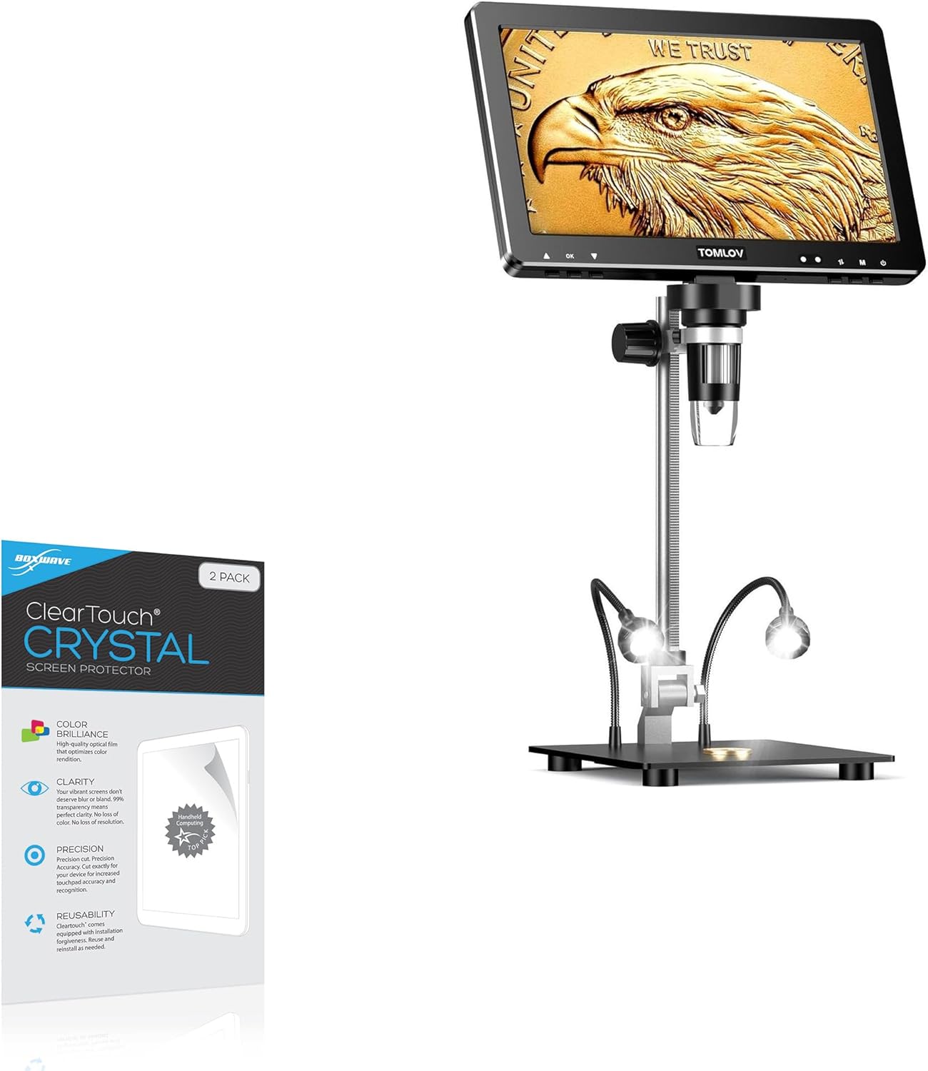 BoxWave Screen Protector Compatible with TOMLOV DM9 Max HD Digital Microscope (10.1 in) - ClearTouch Crystal (2-Pack), HD Film Skin - Shields from Scratches