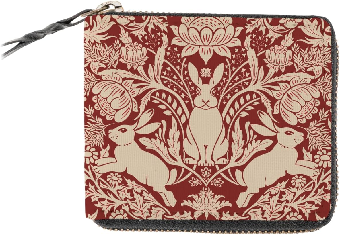 Women Wallet Vegan Leather Clutch Small Purse for Her Ladies Card Holder Vintage Print Travel Accessory Organize Gift Idea