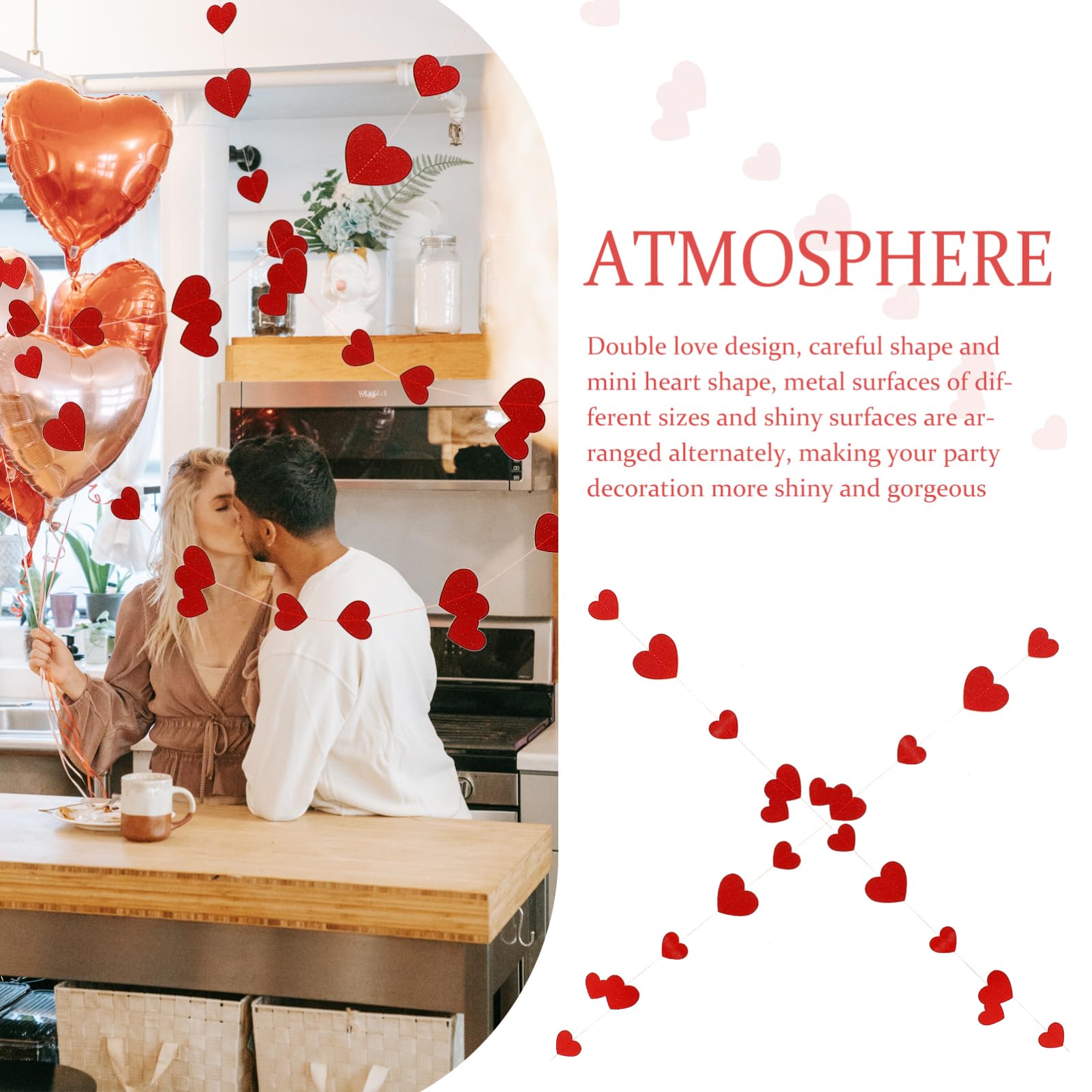 Abaodam Guirnalda Colgante De Corazón Brillante Para Decoración De Fiesta Para San Valentín Boda y Cumpleaños Para Crear Un Atractivo Eventos Especiales