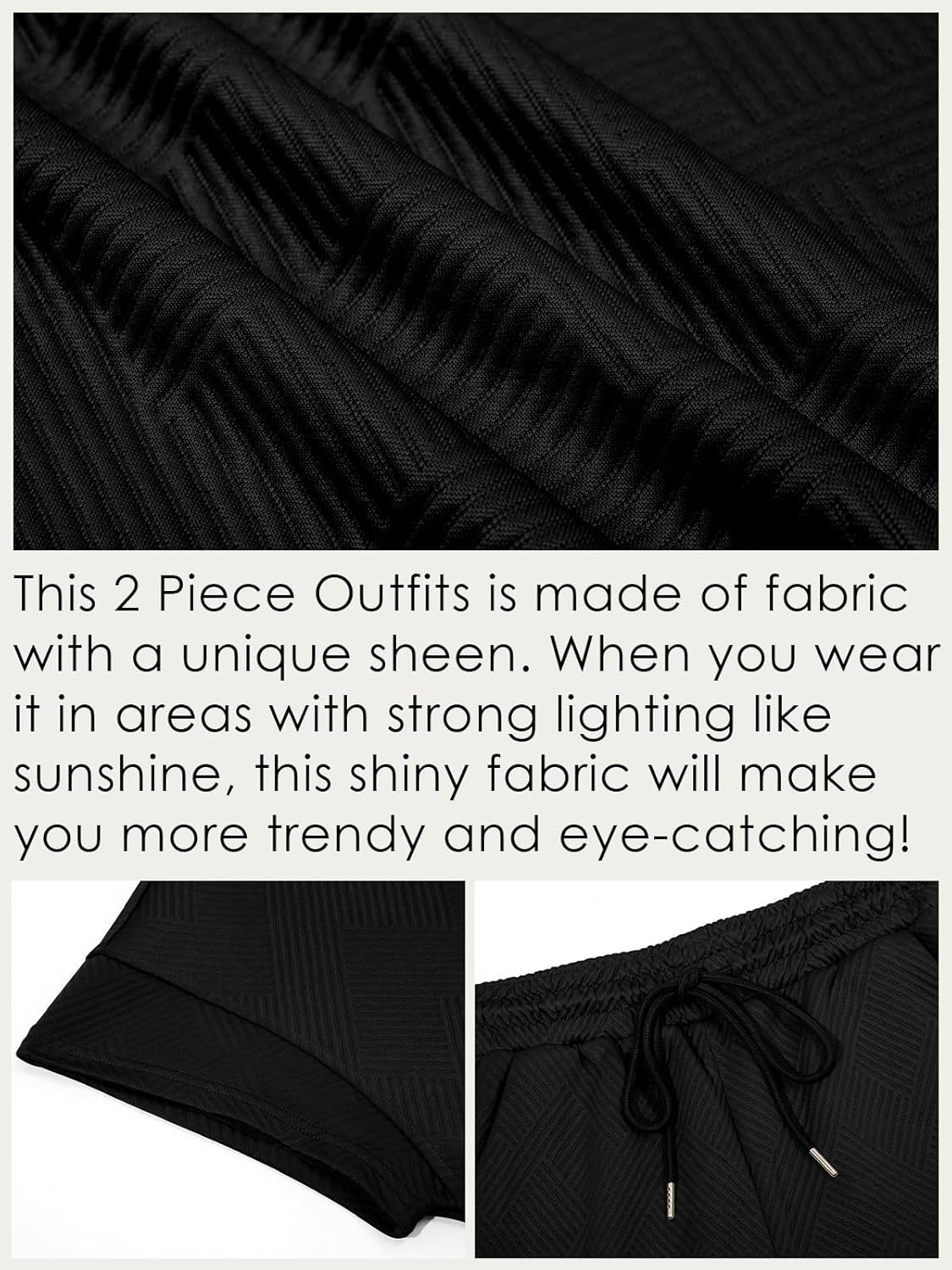 Fazortev Womens 2 Piece Outfits Sweatsuit Short Sleeve Tops and Drawstring Waist Cropped Wide Leg Pants Loungewear Sets - Image 5