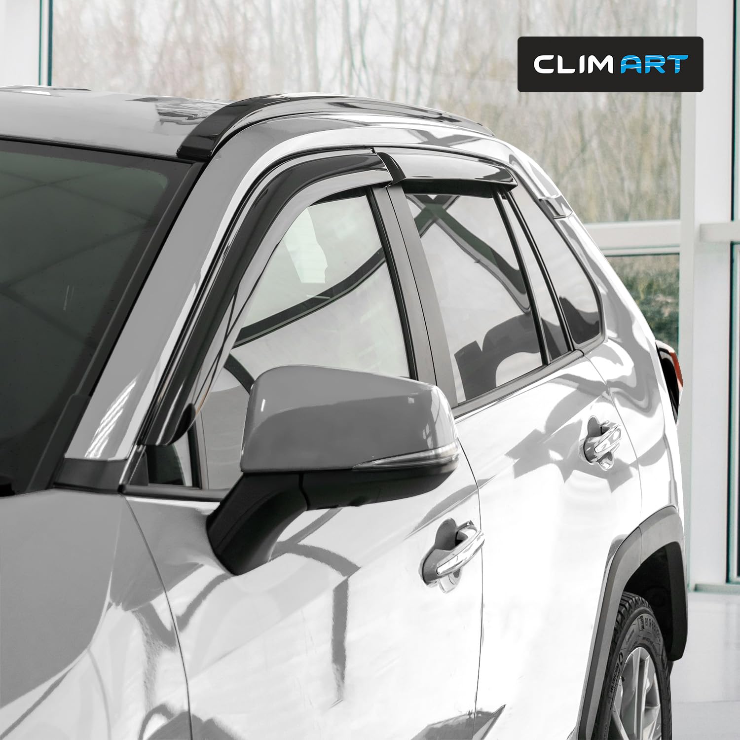 CLIM ART Adesivo Deflettori antiturbo Compatibile con Toyota RAV4 2019-2026 XA50 - Accessori Auto - Deflettori finestrini - Deflettore Aria Auto - Protezione Meteo - Facilità di Installazione -4Pz S
