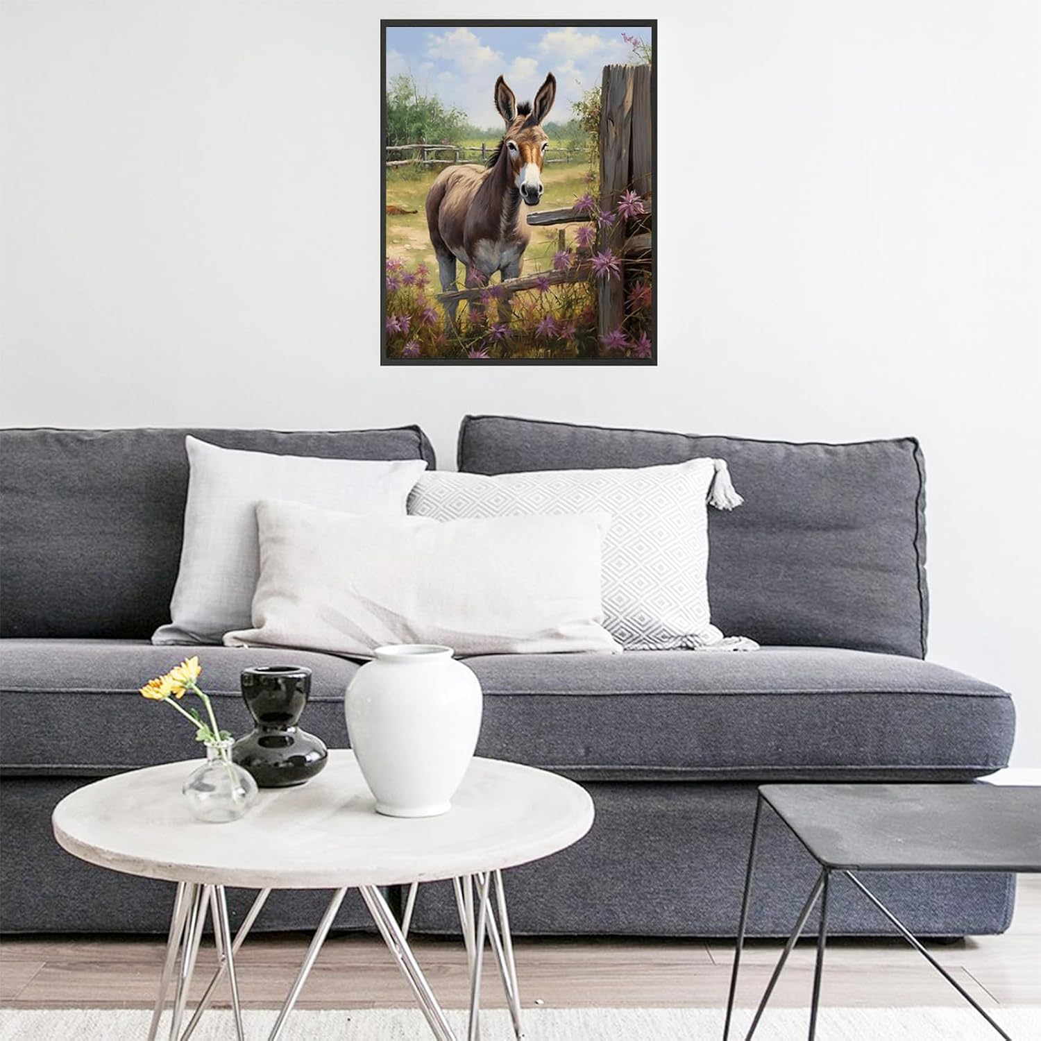 ZUVRDIAI Digital Painting Farm Donkey, Paint by Number Kit for Beginners, Easy DIY Art Project with All Tools Included, 40x50cm
