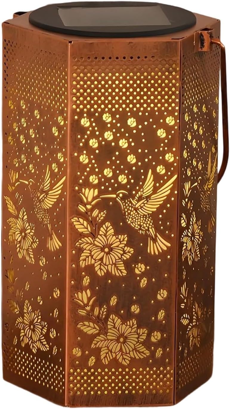 Decorative Solar Mandala Lights - Outdoor Solar Lantern Hanging Lights Garden Decor Landscape Lighting Metal Garden Light for Yard Patio Lawn Landscape Gift (Hummingbirds)