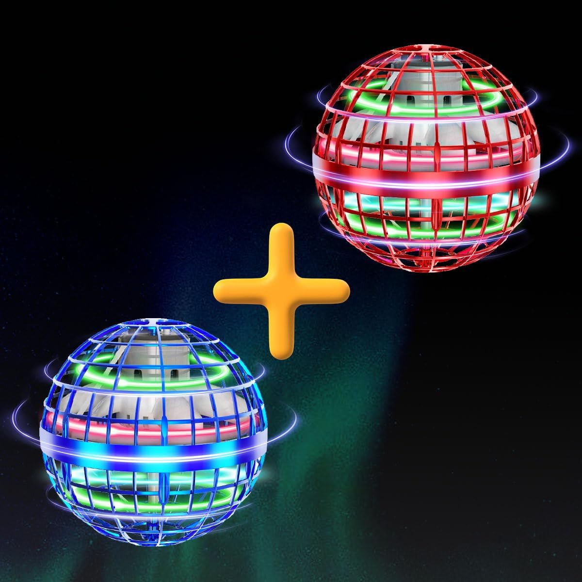 Tikduck 1 Pack Blue Flying Orb Ball, 1 Pack Red Flying Orb Ball, 2024 Cool Stuff Christmas Birthday Toy Gift, for Kids Age 6 7 8 9 10