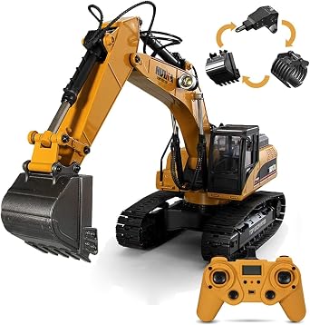 Billion High End Model All-Alloy Enhanced Edition Excavator, RC Controlled Excavator, 2.4 GHz Radio, 23CH Power Shovel, 360/680  Swivel, LED Light, Miniature RC Construction Machine, Toy, For Sandy