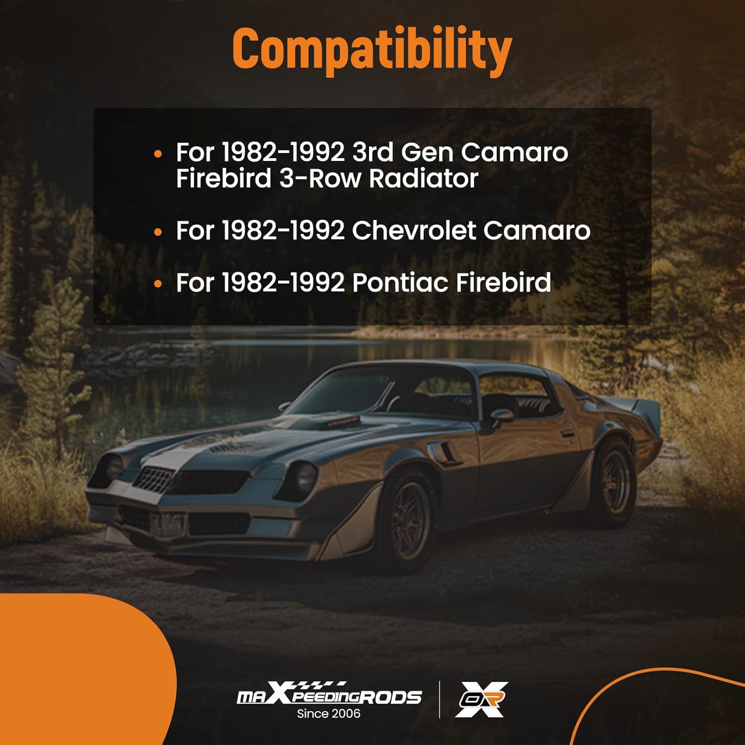 maXpeedingrods Radiator Upper Support Bracket Shroud for 3rd Gen Camaro Firebird 3-Row Radiator, for Chevrolet Camaro, for Pontiac Firebird 1982-1992