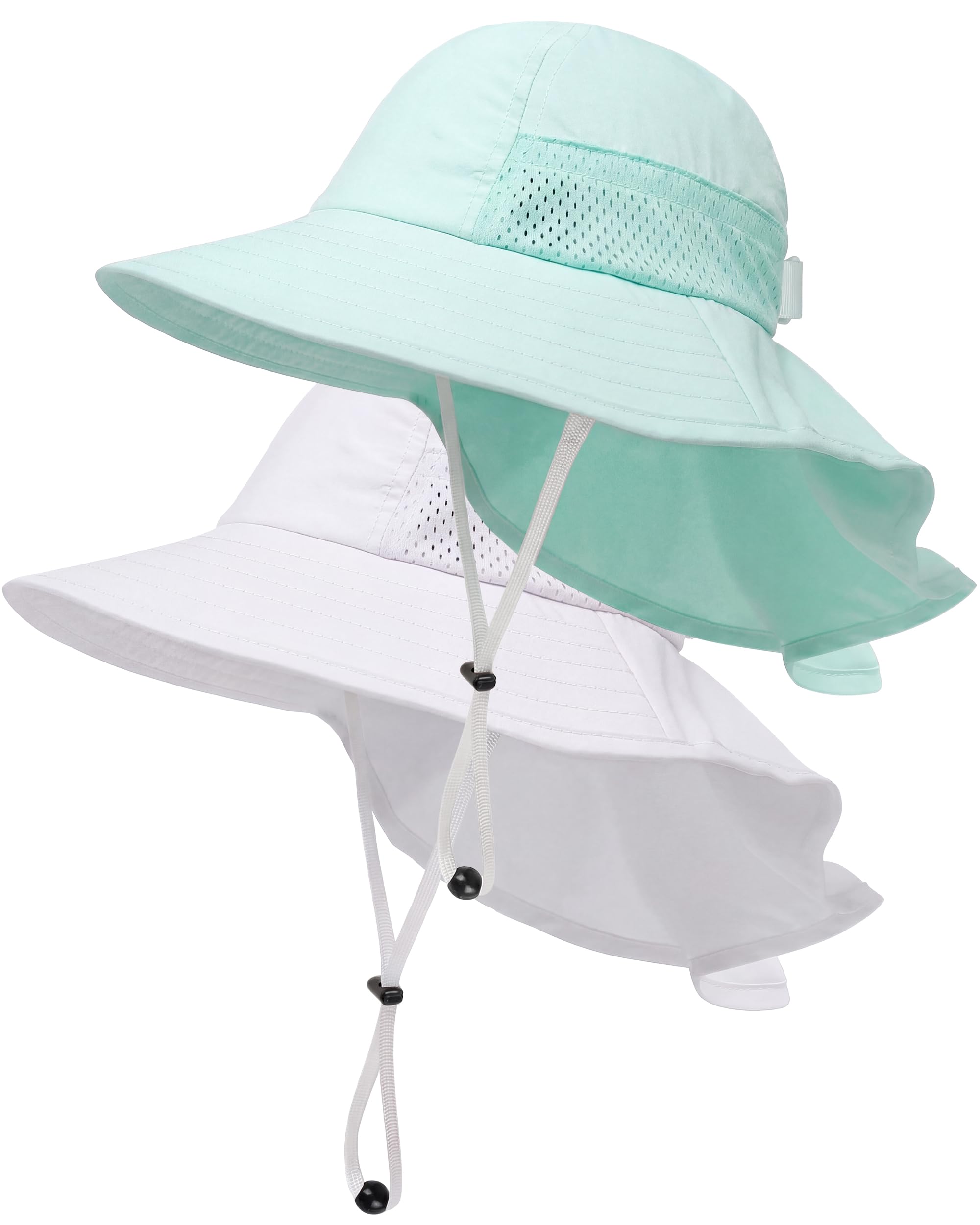 Toddler Baby Sun Hat Kids Summer Beach Essentials Adjustable Beach Hats with Bucket Wide Brim for Boys Girls Age 0-14 Years