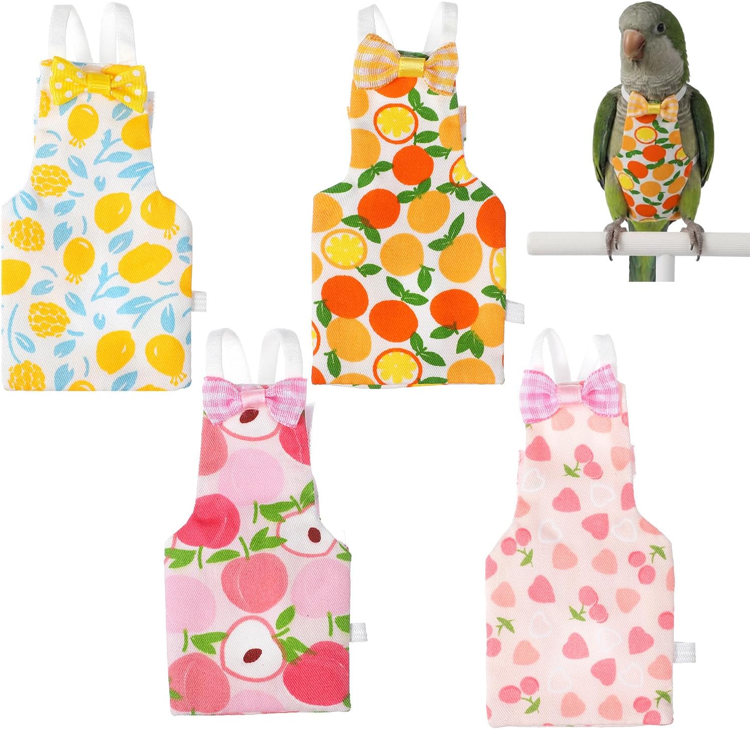 4 PCS Bird Diaper Reusable Parrot Diaper for Parakeet Cockatiel Mini Macaw Budgie Canary Indoor Outdoor (M)