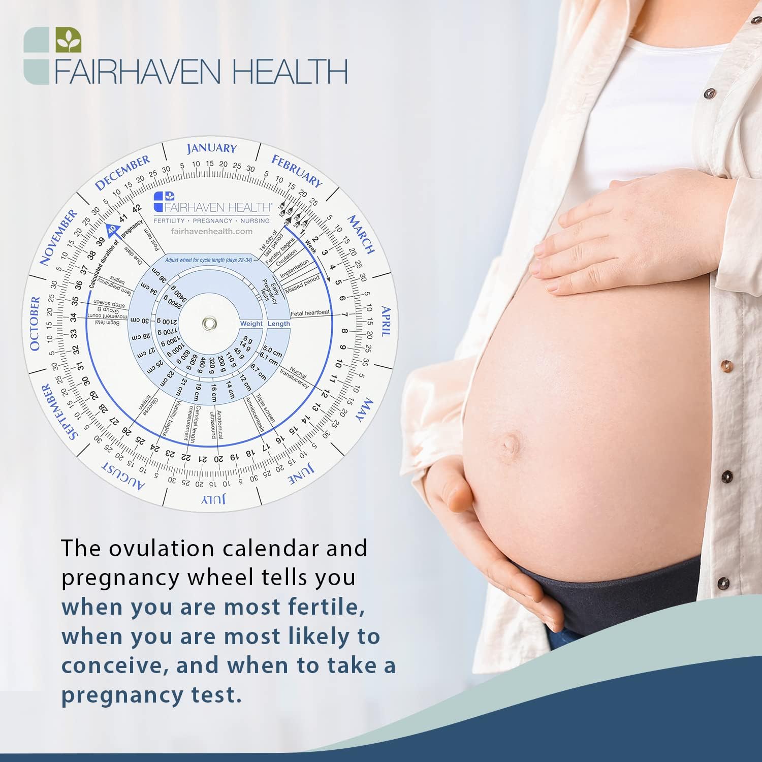 Fairhaven Health Pregnancy Wheel and Ovulation Calendar, Fertility Predictor and Tracker for Mom, Women, Patients, Nurses, Doctors, Midwives, Track Pregnancy, Irregular Menstrual Cycles for Conception
