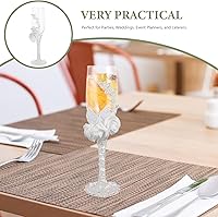 Vista 9 de Amosfun Juego de 2 copas de vino tinto con diseño de encaje para novia y novio, celebración, fiesta, cristalería