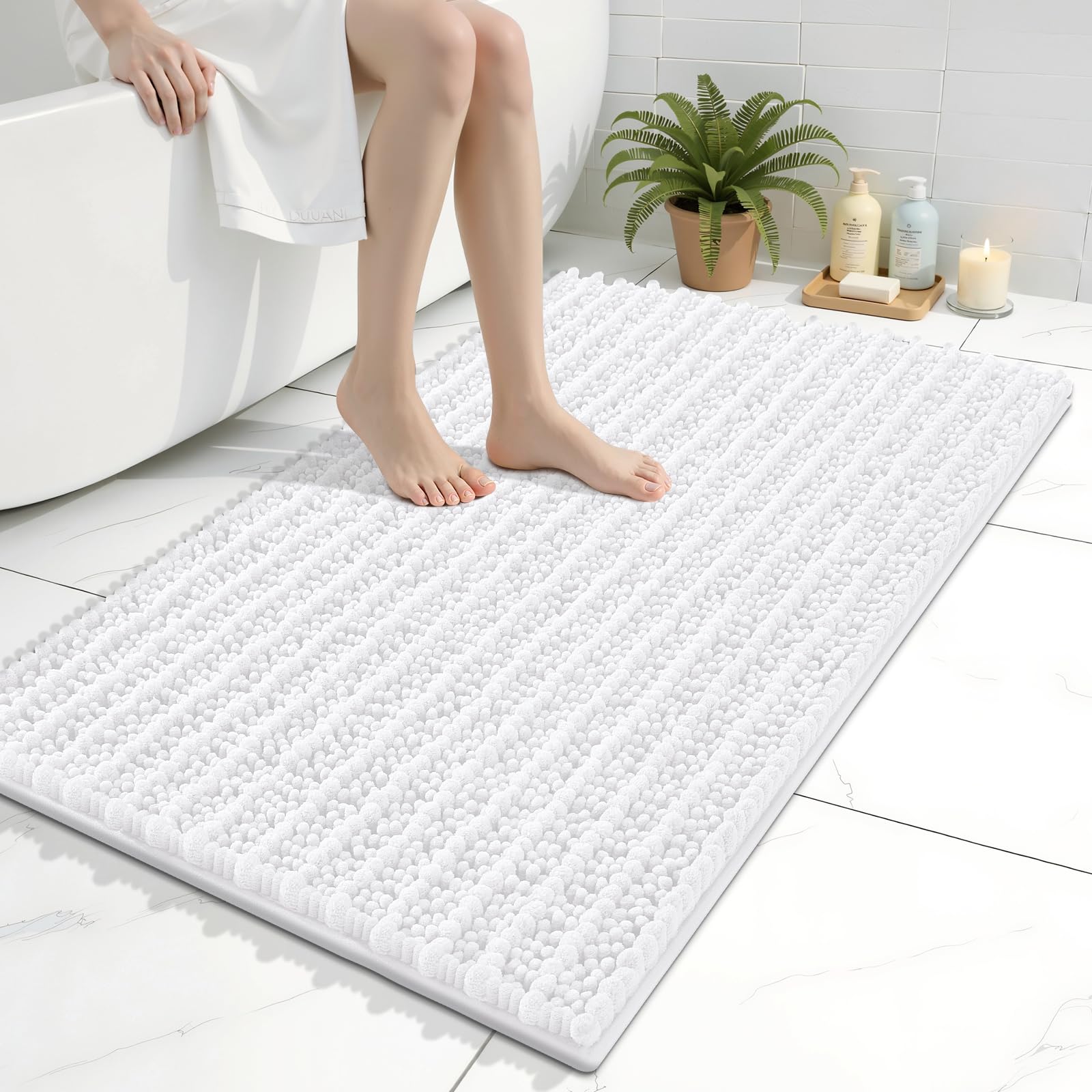 Arotive Bathroom Rugs Mat 36x24, Soft Absorbent Chenille Shaggy Bath Mat