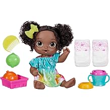 Hasbro -Baby Alive Fruity Sips Doll, Lime Color, Squeezer Baby Doll Set, for Kids Ages 3 and Up, Black Hair