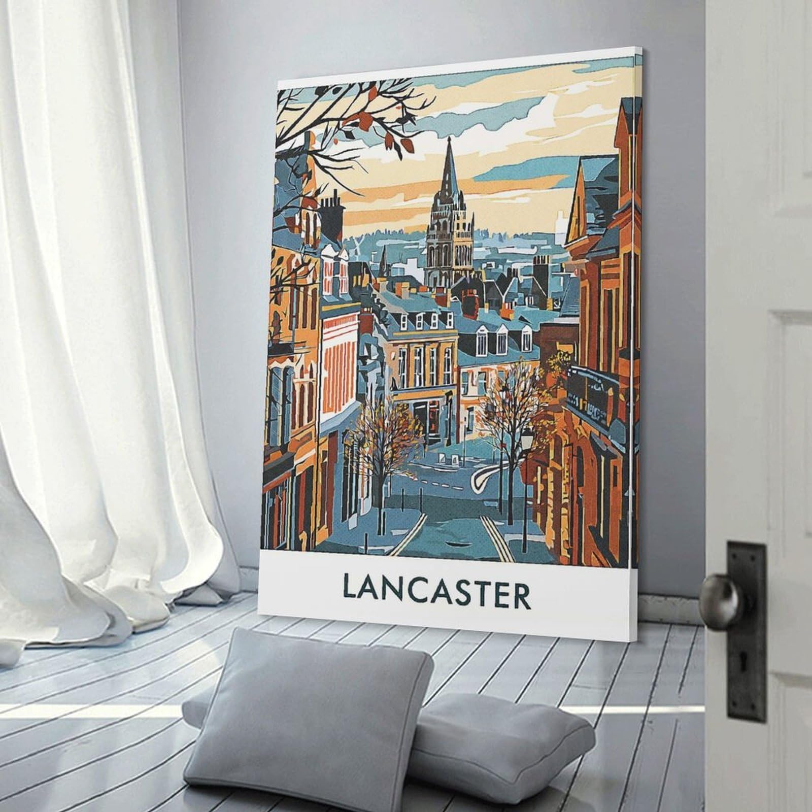Junmoney Wall Picture Print Lancaster Cityscape, 24x36inch(60x90cm), for Workspace Walls, Study Corners Or Bedrooms, A Smart Decor Choice for Study Walls