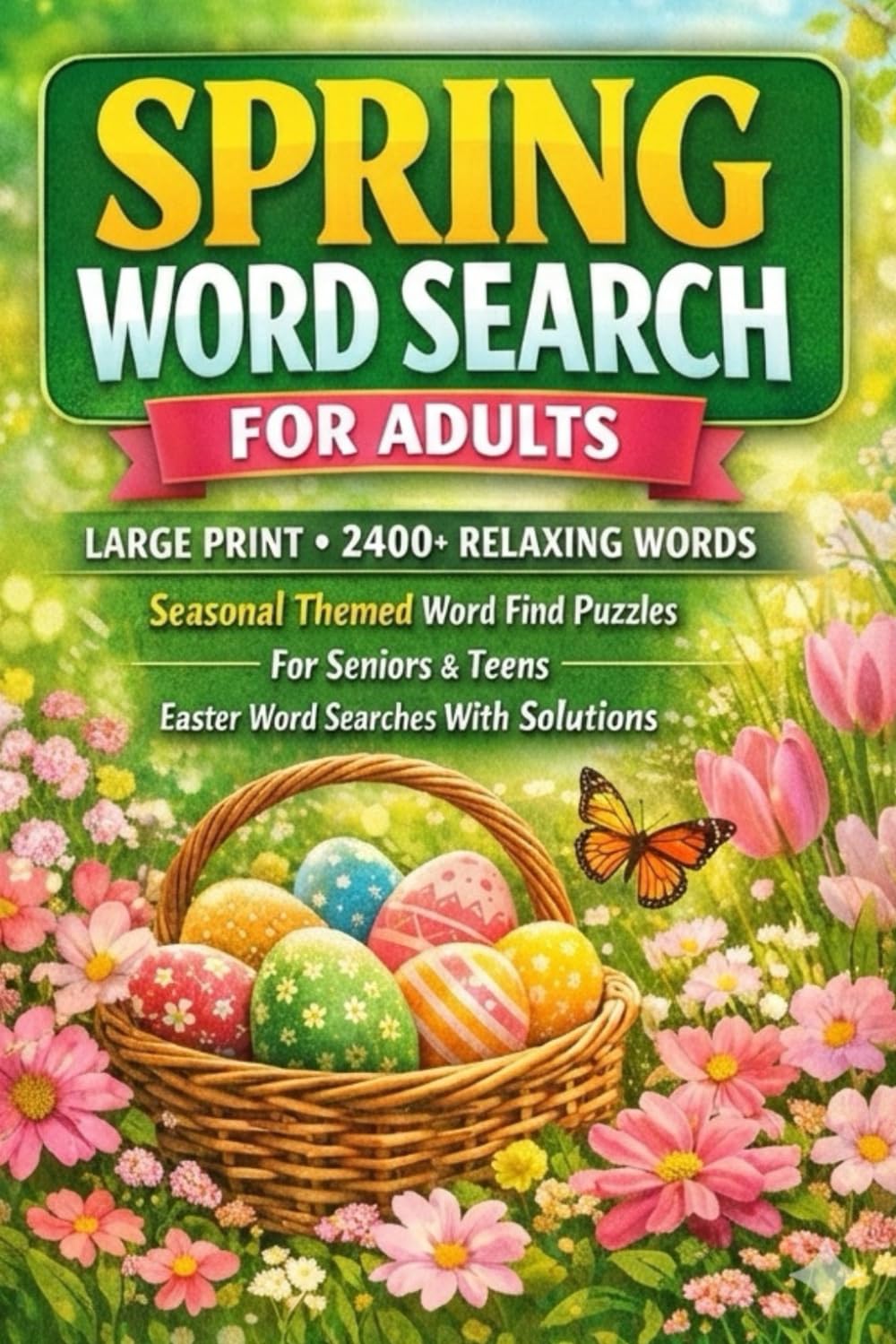 Spring Word Search For Adults Large Print: 2400+ Relaxing Words, Seasonal Themed Word Find Puzzles For Seniors & Teens, Easter Word Searches With Solutions