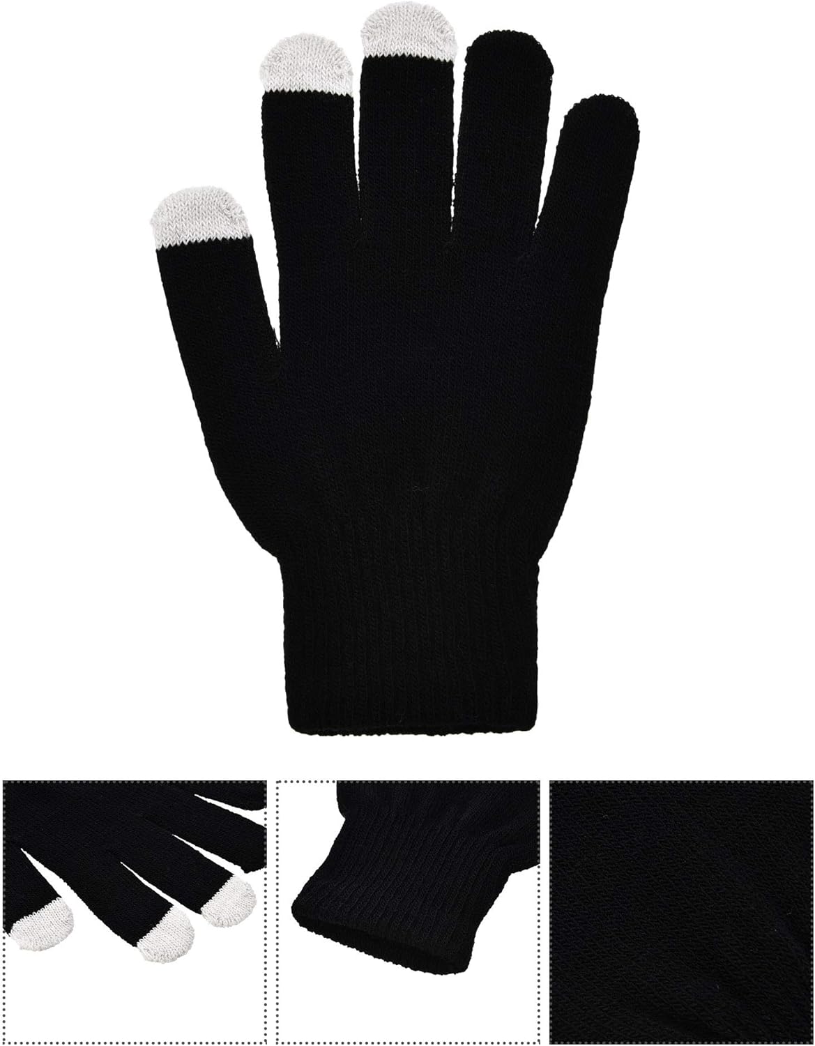 Pangda 12 Pairs Winter Touch Screen Gloves for Men Women Stretch Knitted Texting Gloves Warm Windproof Solid Color Mittens - Image 4