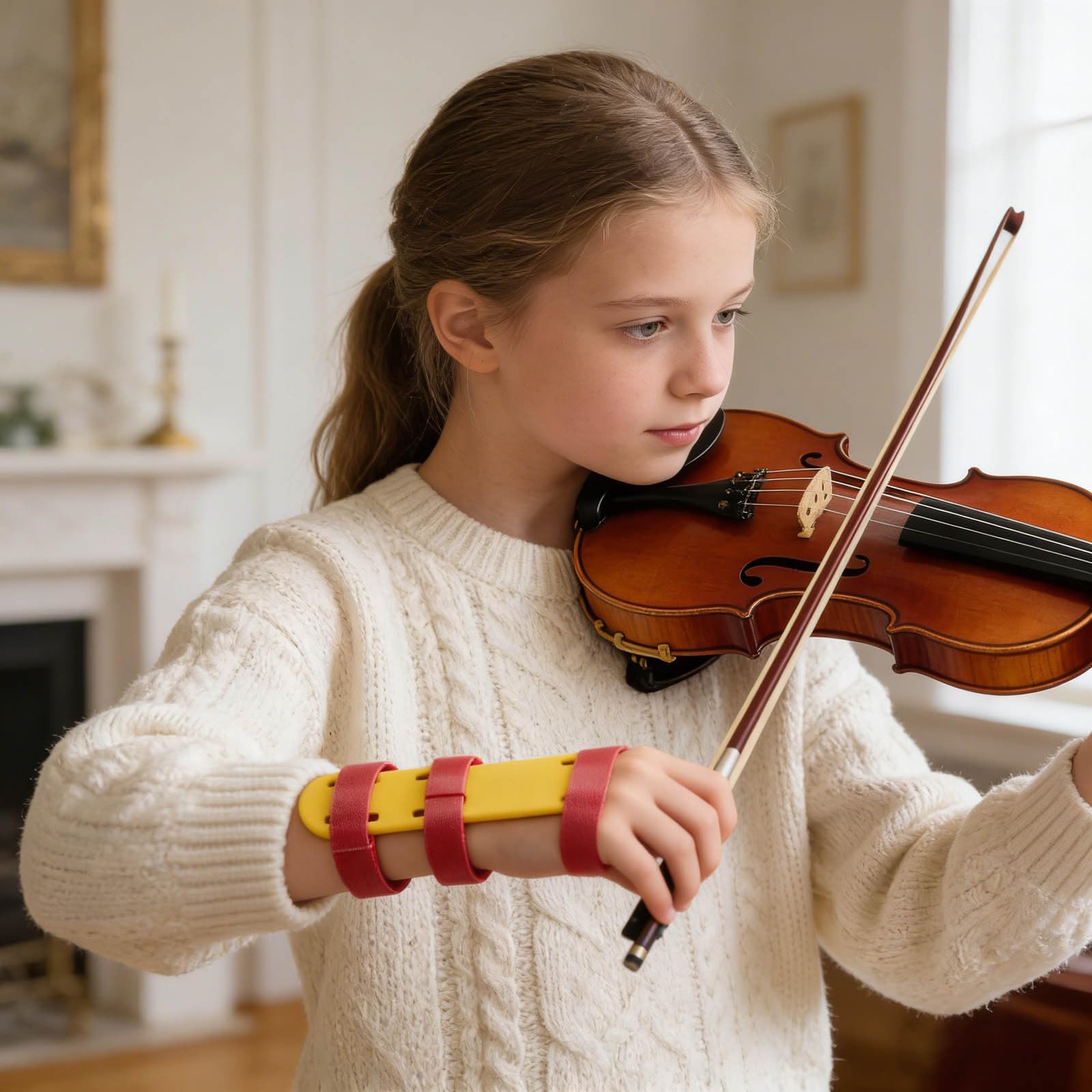 Violin Wrist Practice Aid - Adjustable Corrector for Kids and Beginners with Breathable Design | Straight Wrist Trainer for Violin Students, Music Lessons, Orchestra, Home or Classroom Use (Blue) — view 4