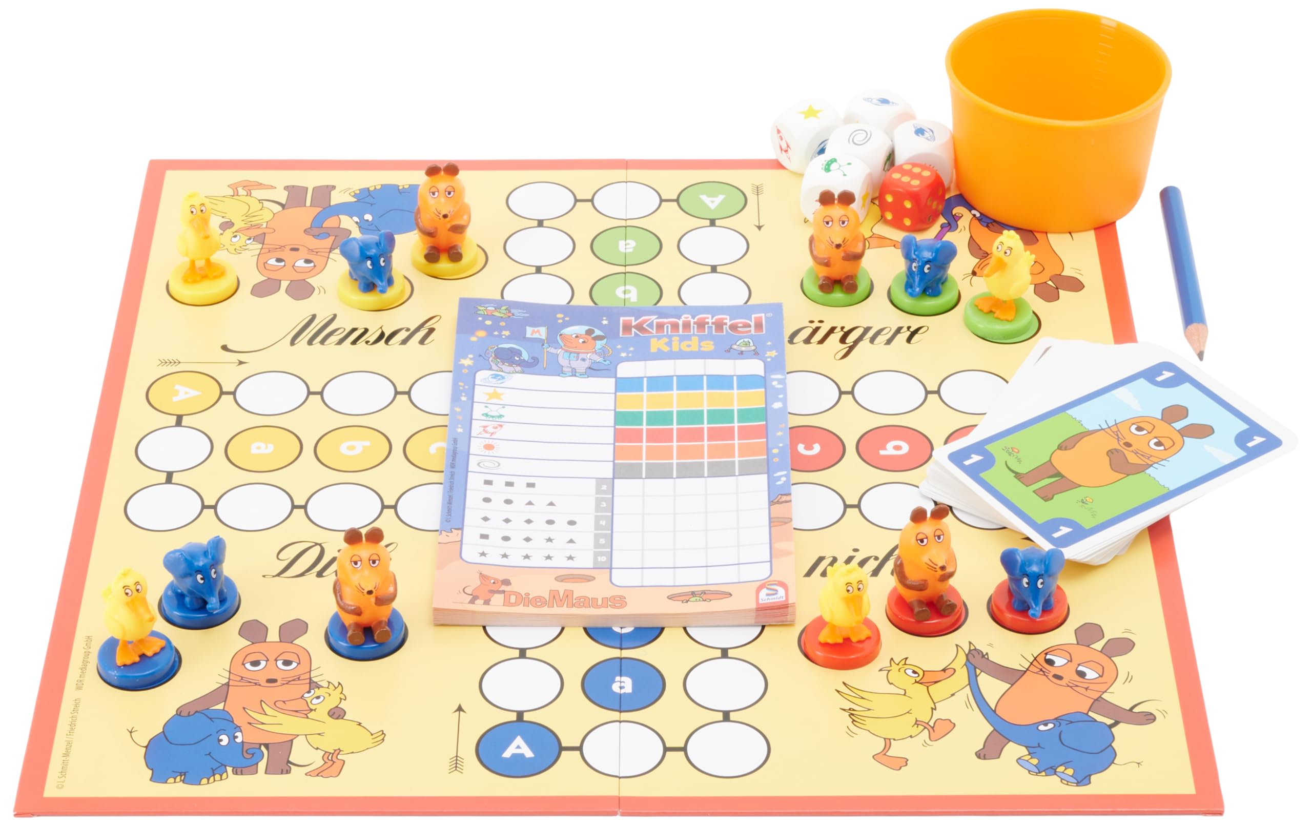 Schmidt Spiele 40598 Die Maus, Spielsammlung, Bunt, Meerkleurig | Kinderspielesammlung mit Mensch ärgere Dich nicht Kids und Kniffel Kids