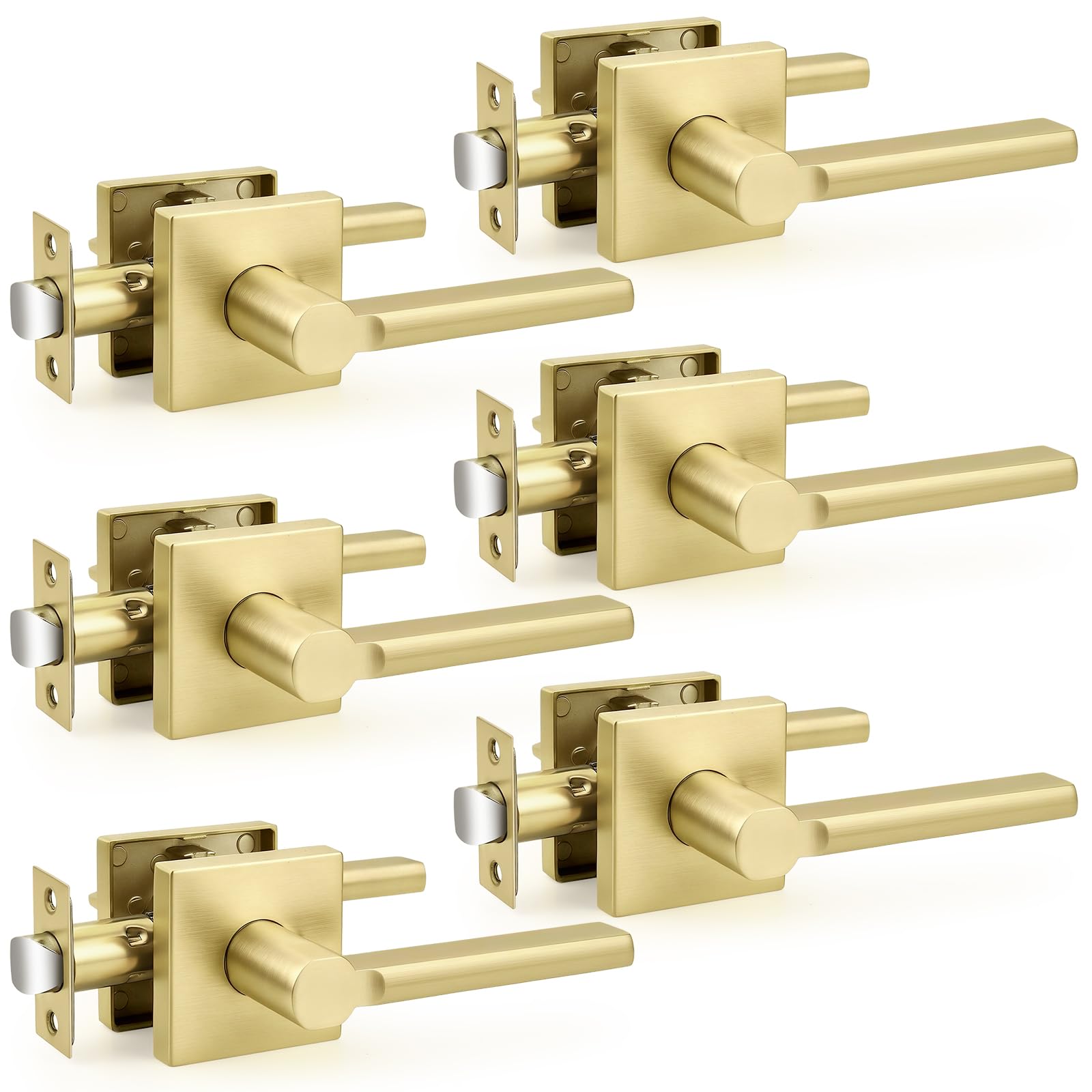 Probrico Door Handle with Lock - Brushed Nickel -15