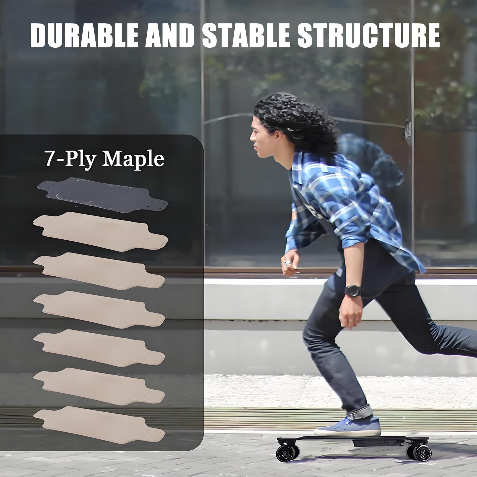 Skateboard Électrique Tout-Terrain Professionnel,Cruiser Électrique Sans Balais 240 W Avec Télécommande 4 Vitesses, Dénivelé 15 %, Autonomie De 24 Km Et 15 Km | Longboard Électrique TypeA