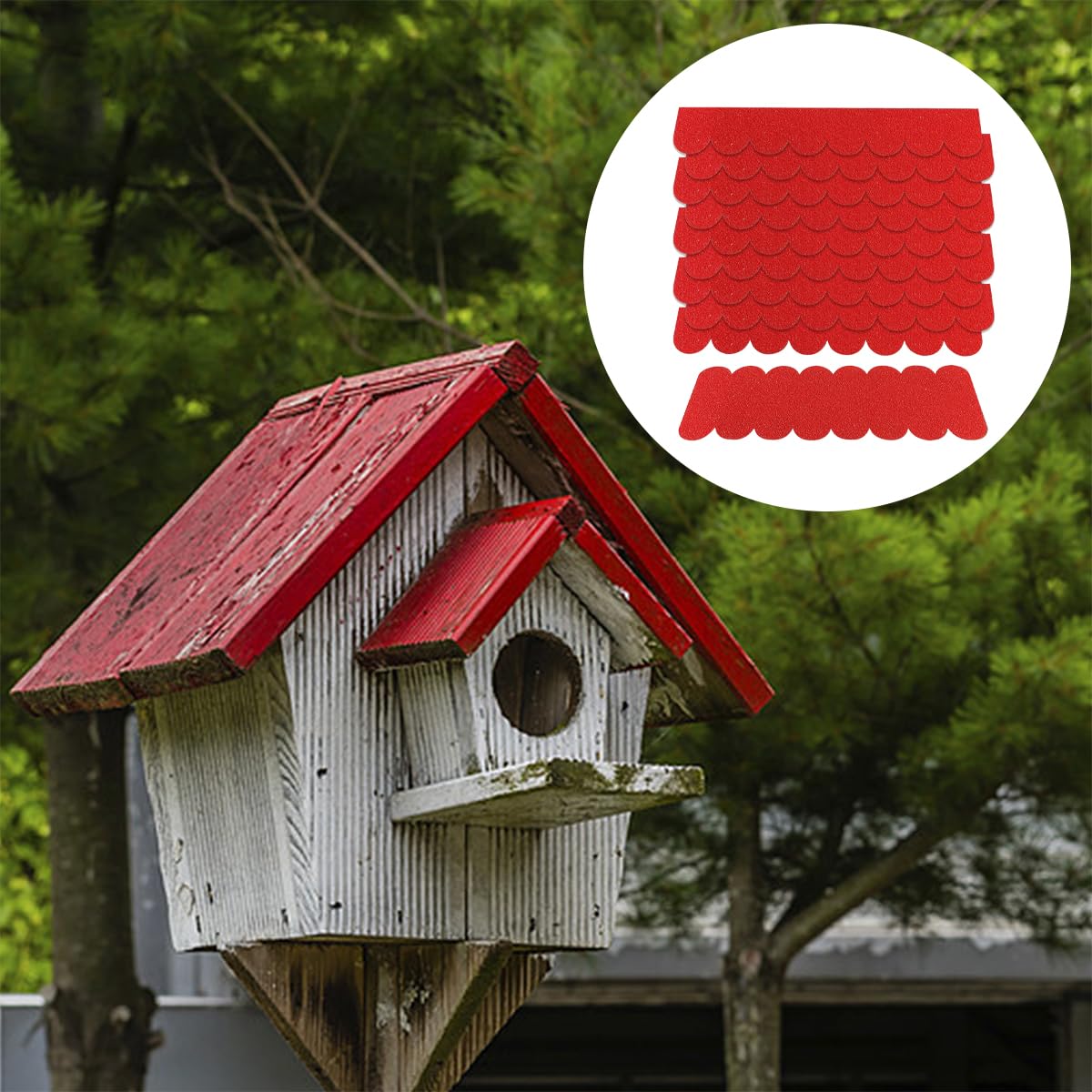 32 Piezas Tejas Para Techos Autoadhesivas,Tejas De Fieltro Impermeables Para Casa,Mini Tejas Para Pajaros Exterior,Para Cajas Nido,Casetas Para Insectos,Cabañas,Rojo,Kiuiom