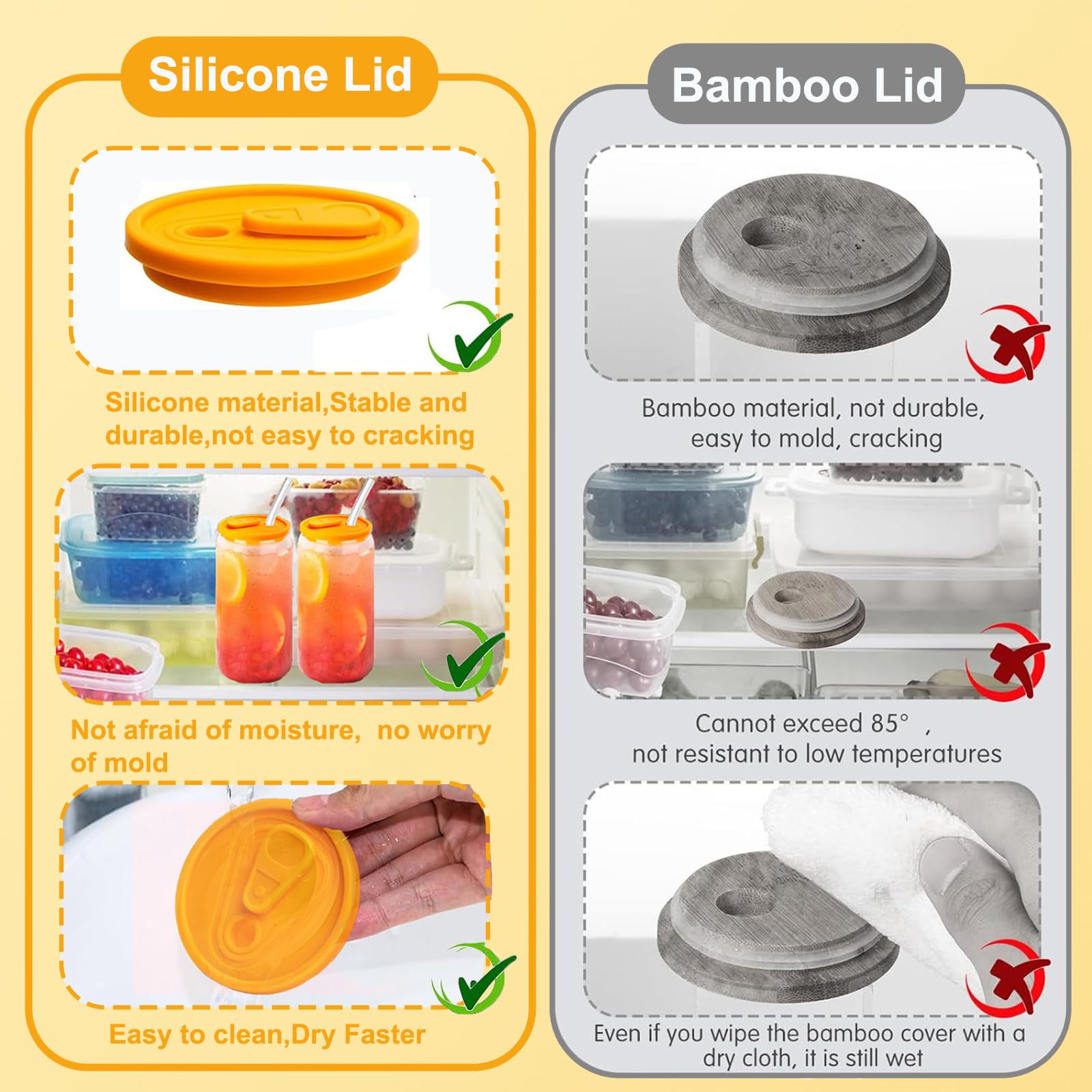 Bicchieri con Cannuccia e Coperchio,4 Pezzi Bicchiere Vetro con Cannuccia,500ML Tazza con Cannuccia,Ideali per Smoothie,Caffè,Soda,Cocktail,Whisky