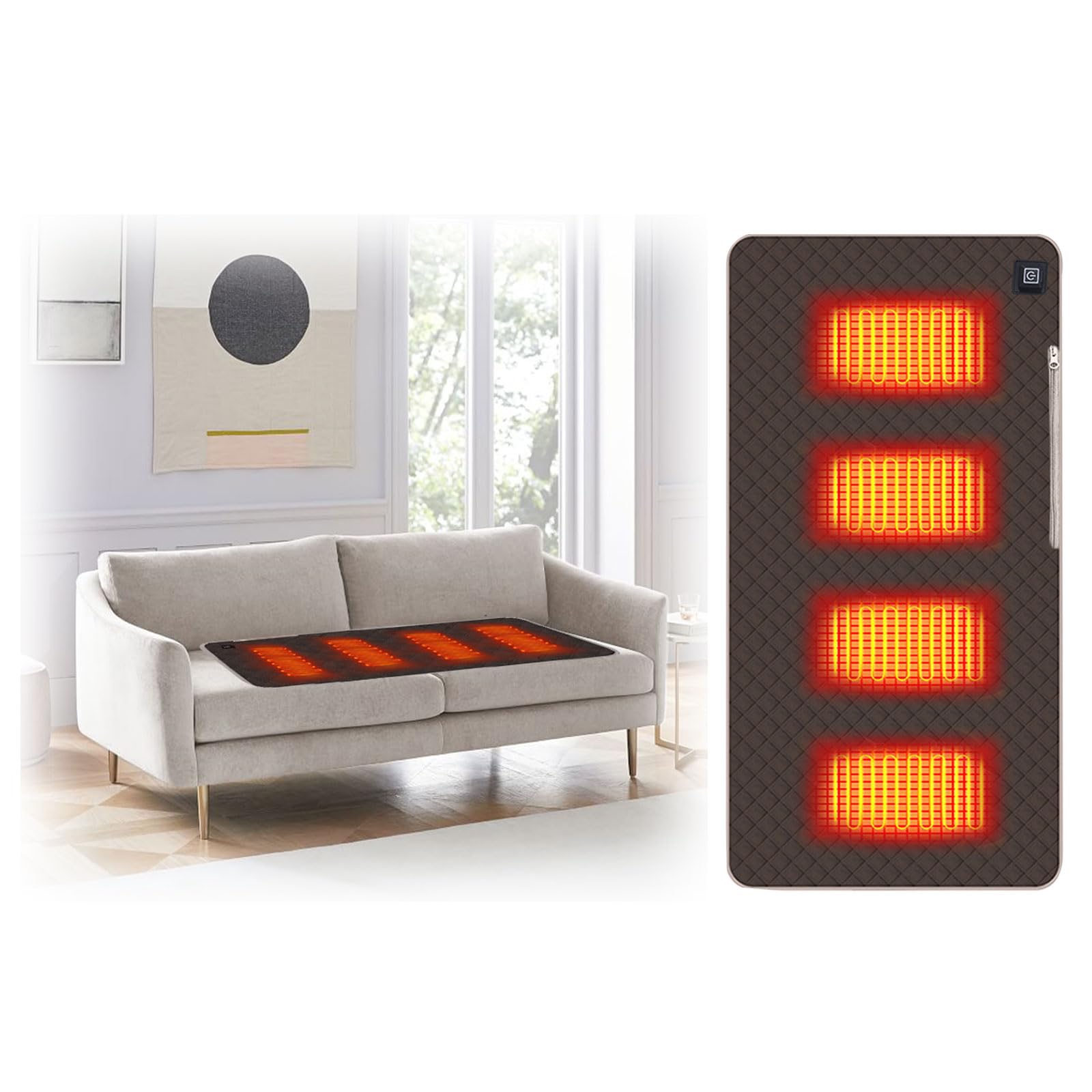 Beheiztes Sitzkissen Outdoor, Sitzheizung Bürostuhl, 45 x 90 cm Elektrisch Beheizbare Heizkissen, Tragebar USB 5V Stadion Sitzkissen für Campingstühle mit 3 Heizstufen Wärmekissen für Zuhause Camping
