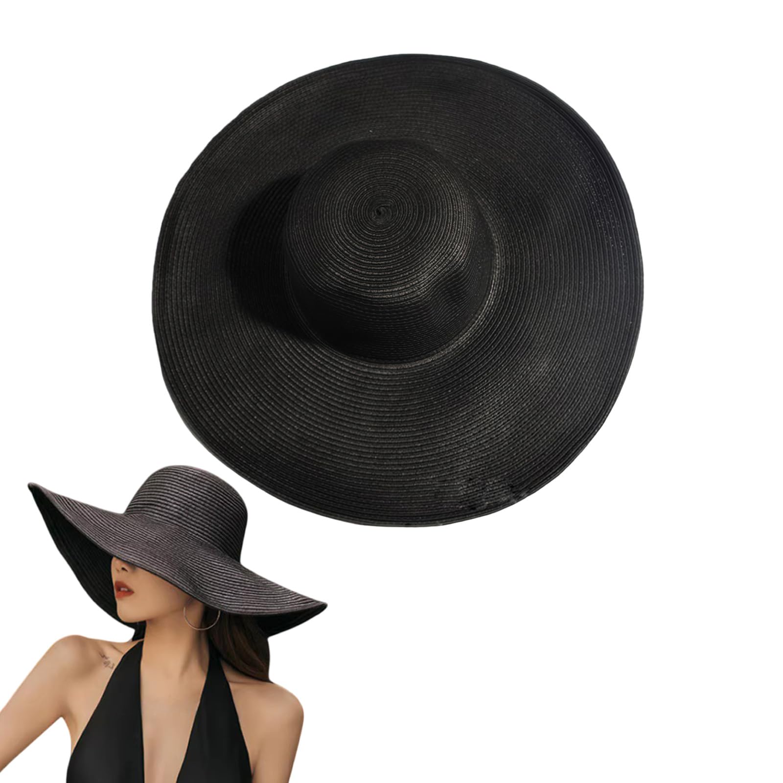 Cappello da Sole Fiore Pieghevole Ondulato Cappello a Tesa Grande Cappello da Pescatore Cappello di Paglia da Donna Elegante e Versatile (Colore : B, Dimensione : Taglia Unica) (B Taglia Unica