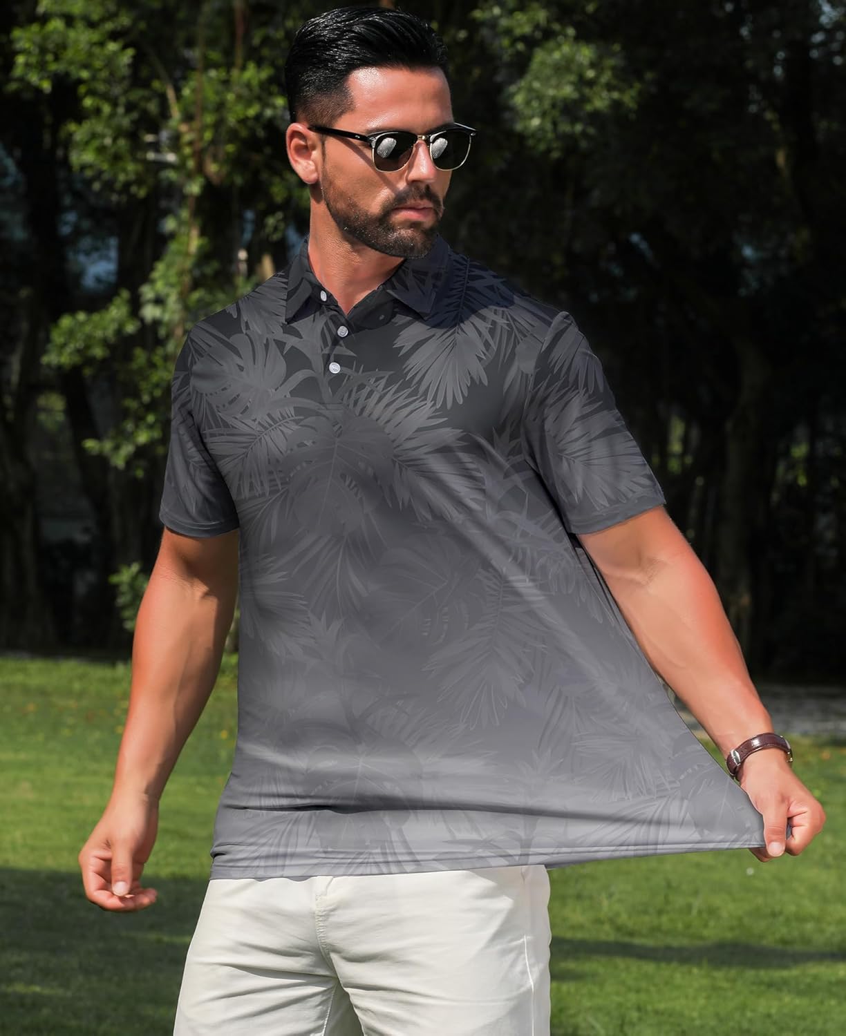 zeetoo Men's Polo Shirts Hawaiian Golf Polos Shirts Short Sleeve Performance Moisture Wicking Mens Golf Shirts - Image 3