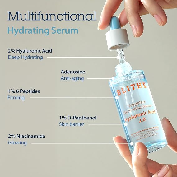 BLITHE Pressed Serum Tundra Chaga 1.68 Fl Oz + Targeted Hydrating Serum Hyaluronic Acid 2.0