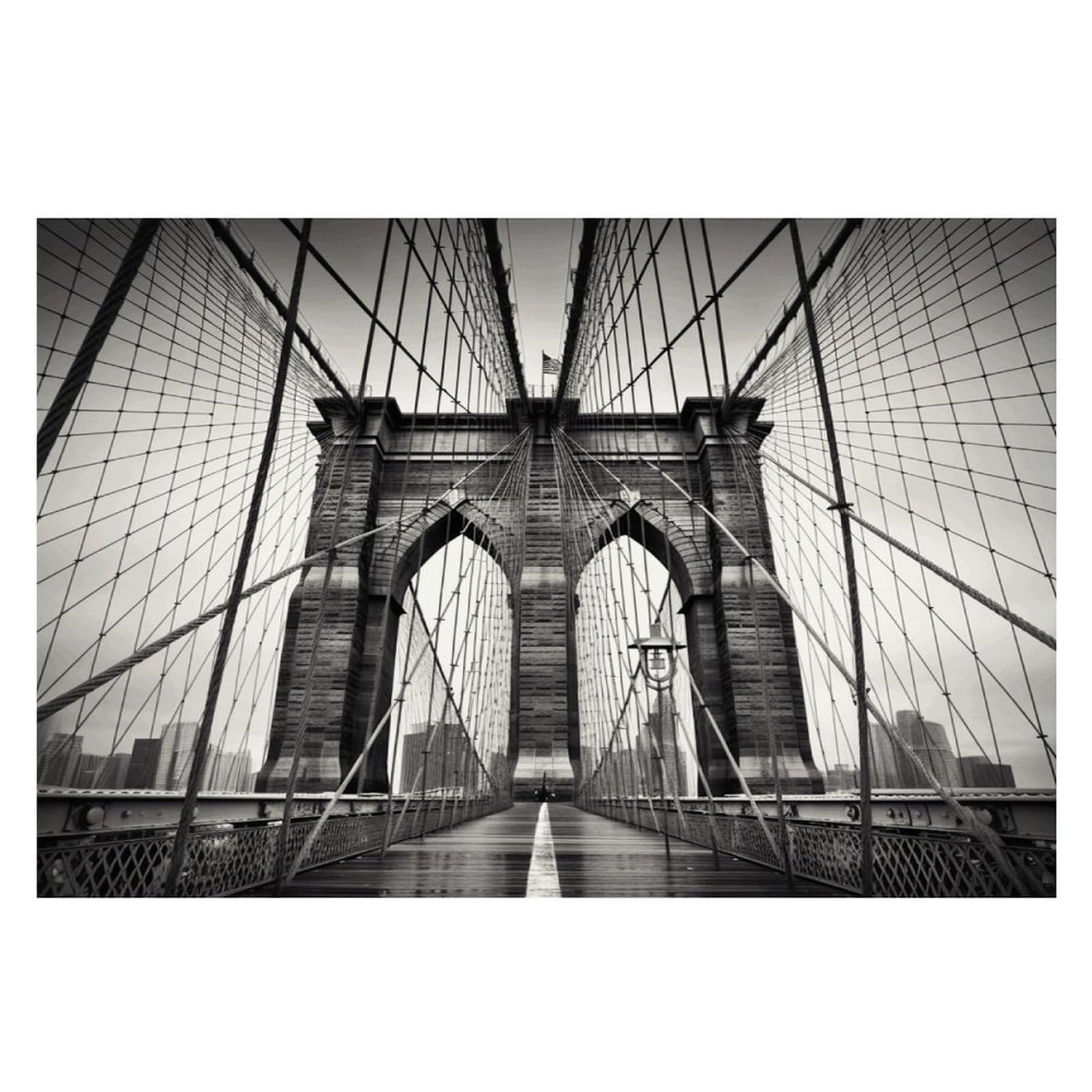 Brooklyn Bridge Placemats Wipeable Heat Resistant Table Mats Washable Flax Place Mats Elegant Cloth Non-Slip Placemat for Kitchen Dinning Party Table Decor 12 * 18 in