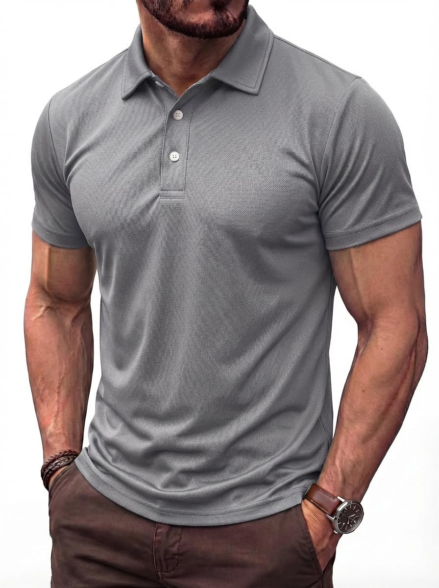 TACVASEN Poloshirt Herren Kurzarm Sommer Polo Shirt Männer Golf Polohemd Atmungsaktiv Funktionsshirt Basic Sport Shirt