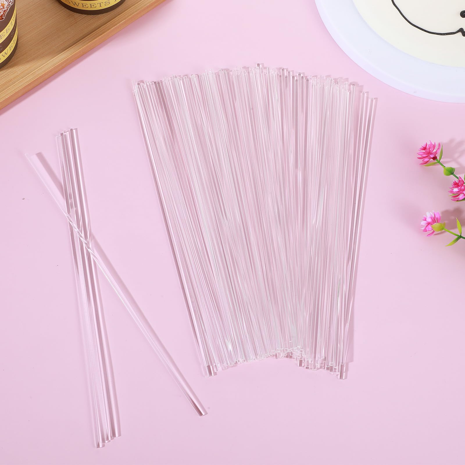 120 bastoncini piatti trasparenti per cupcake, 20 cm, diametro 2 mm, in acrilico trasparente, striscia rotonda per torte, fai da te, decorazioni per feste, forniture per cioccolato, matrimoni