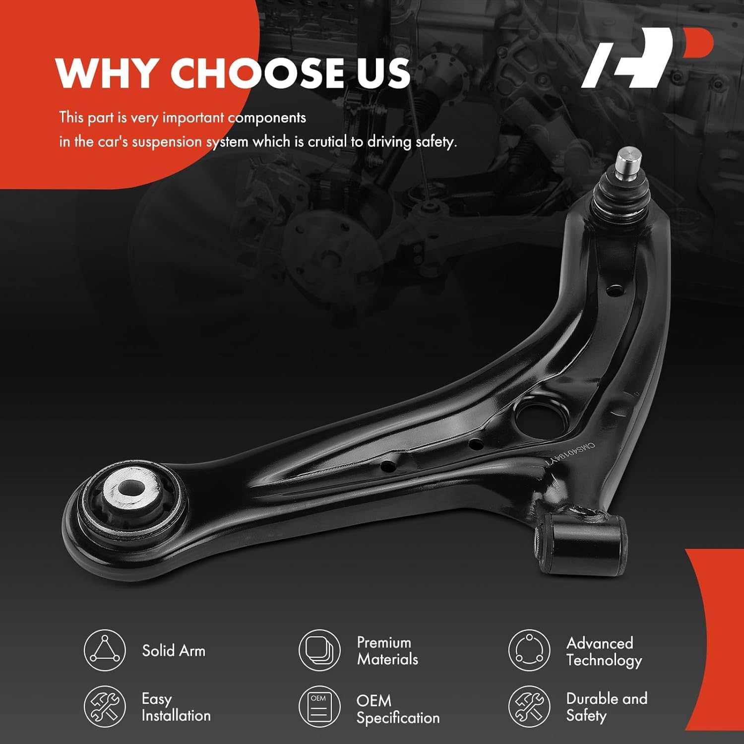 A-Premium Front Left Lower Control Arm, with Ball Joint & Bushing, Compatible with Ford Fiesta 2011-2019
