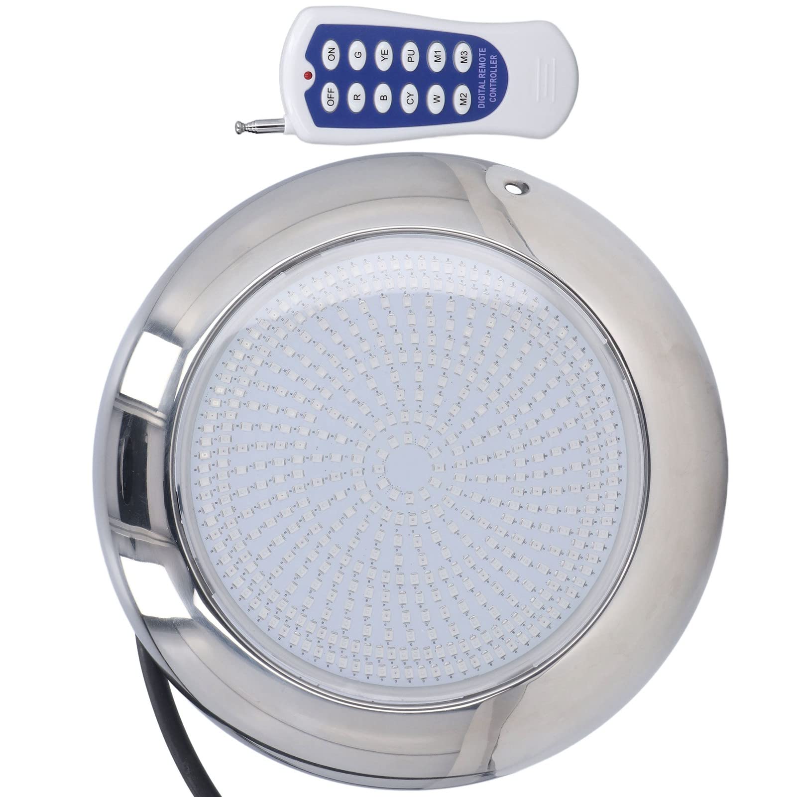 Fafeicy 468LED 35W Światło do Basenu Pilot RGBW AC12V IP68 Wodoodporny, z 12-kluczowym Pilotem i 7 Statycznymi Kolorami, do Dekoracji Krajobrazu Podwodnego Stawu (Skorupa bez wzoru)