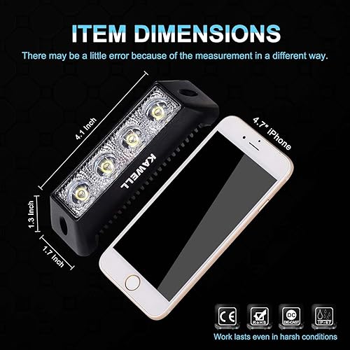 Miniatura 4 de kawell 12 W DC 10  30 V 6500 K LED Off Road Luz de trabajo Bar impermeable para Jeep cabinaBarcoSUVTruckCocheATVsPescaDeck conducción