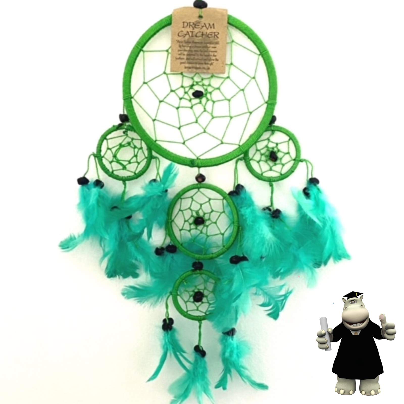 Smart Hippo Green Dream Catcher Black Beads Green Webbing