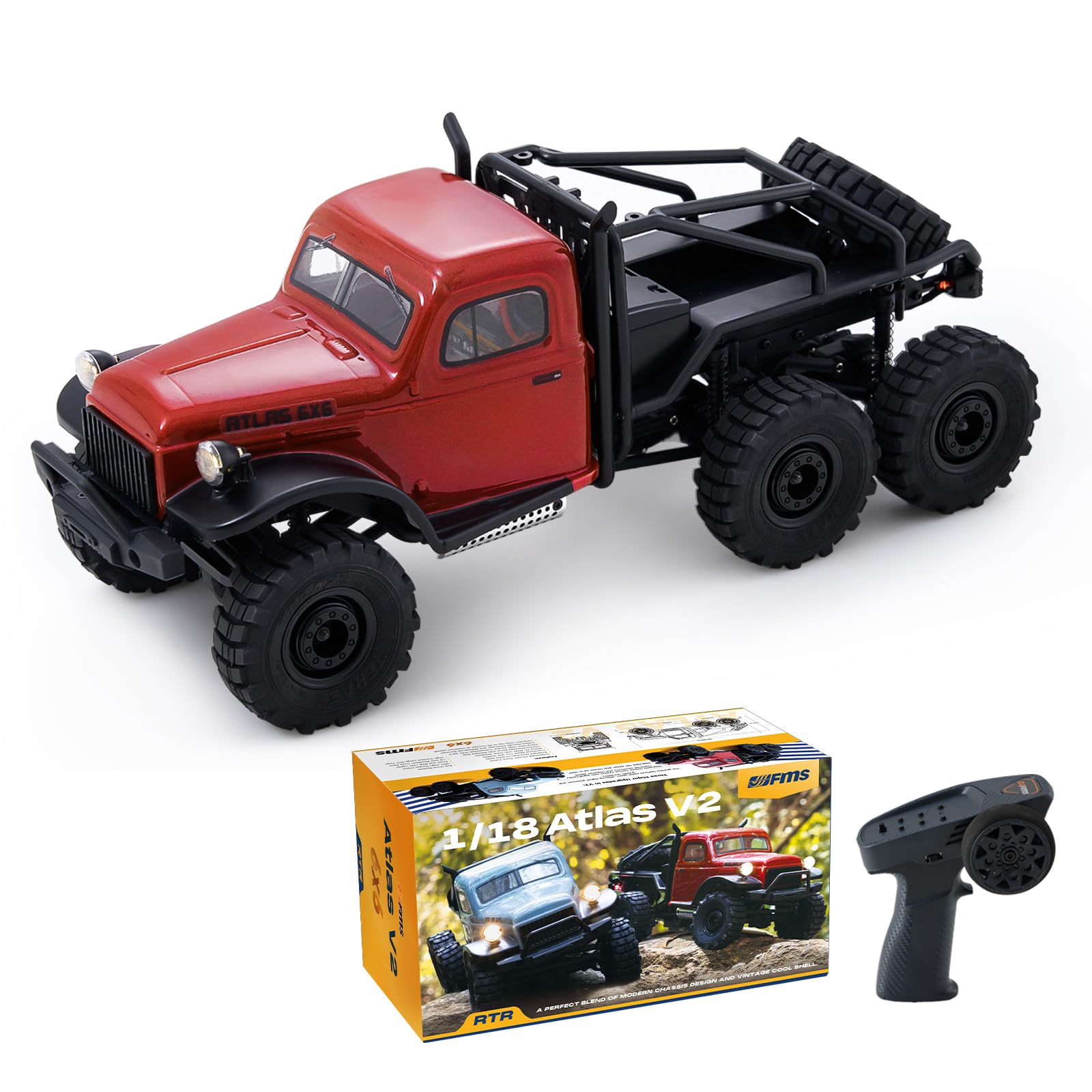 FMS 1/18 Atlas RC Crawler V2, Waterproof 6x6 All-Wheel Drive RC