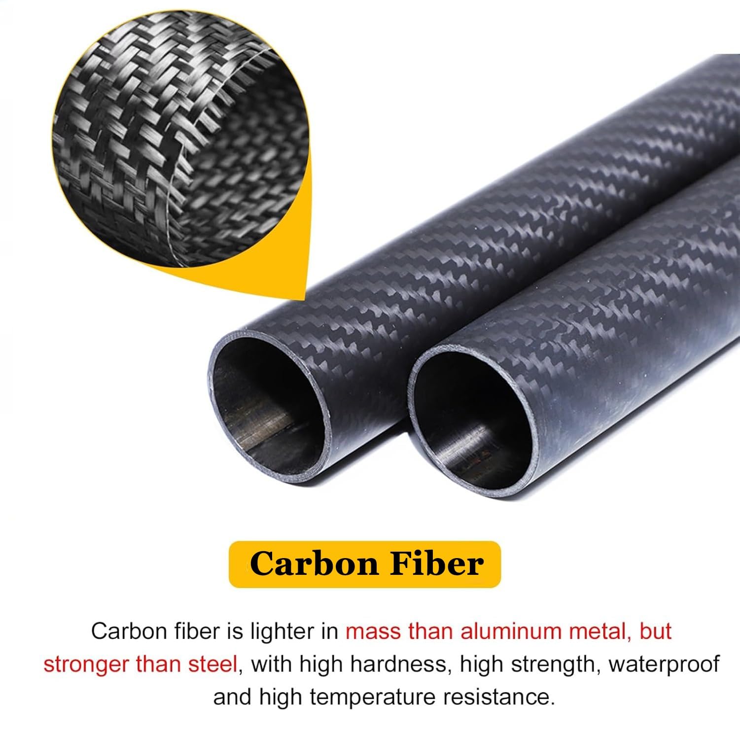 Tubo De Fibra De Carbono De 1m, Diámetro 8x3mm/10x5mm/15x10mm/28x23mm/38x33mm/50x45mm, Para Maquetas De Bricolaje Y Estructuras De Drones(12x8mm)