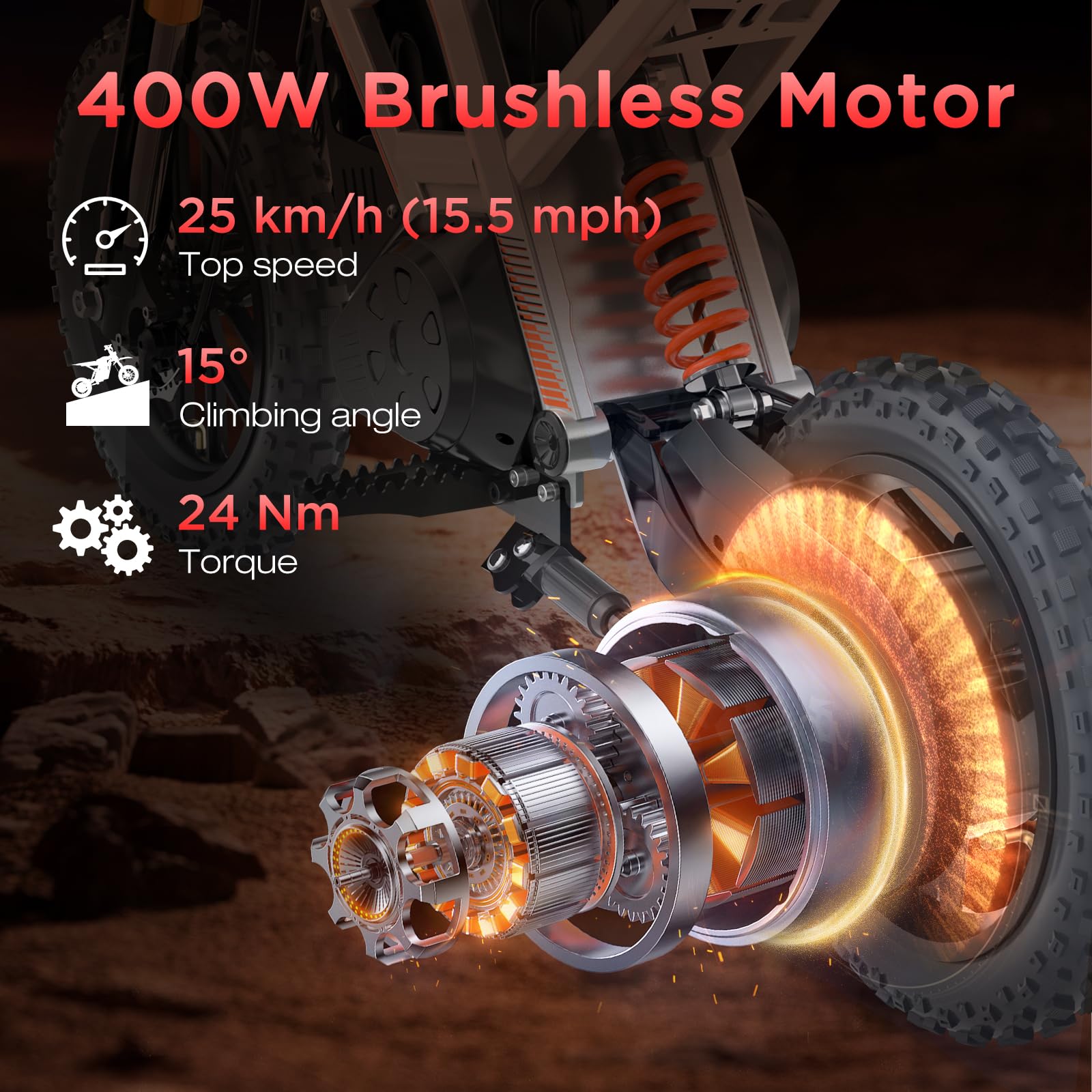 HITWAY Moto Cross Électrique Enfant 14" - Moteur 400W, Batterie 36V 10.4Ah, 3 Vitesses (10/15/25 km/h), Autonomie 30-45 km, Double Suspension, Pneus Tout-Terrain - Dès 8 Ans (Gris-Noir)