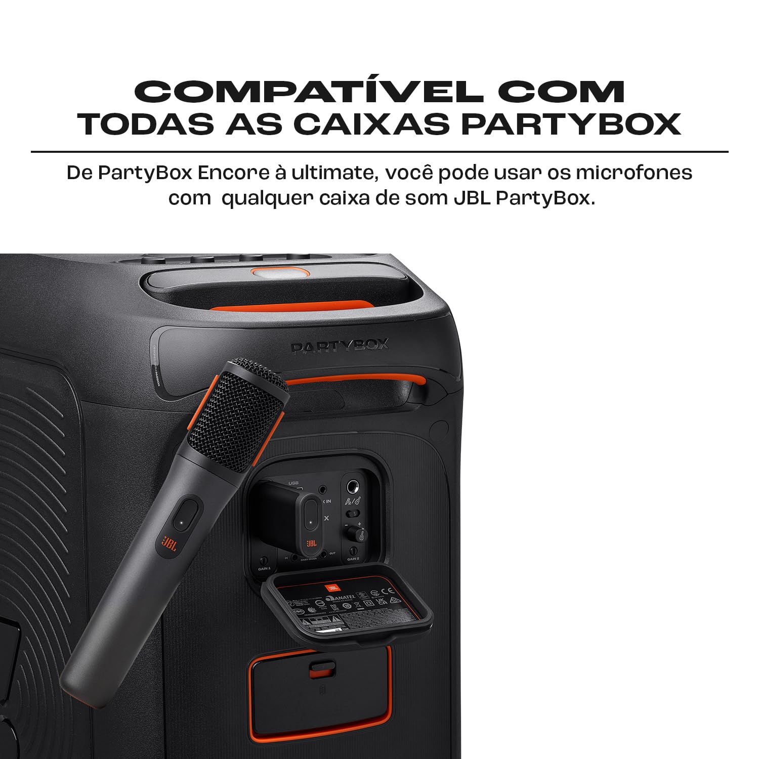 JBL, Microfone Sem Fio, PartyBox Wireless Mic, Par com Receptor