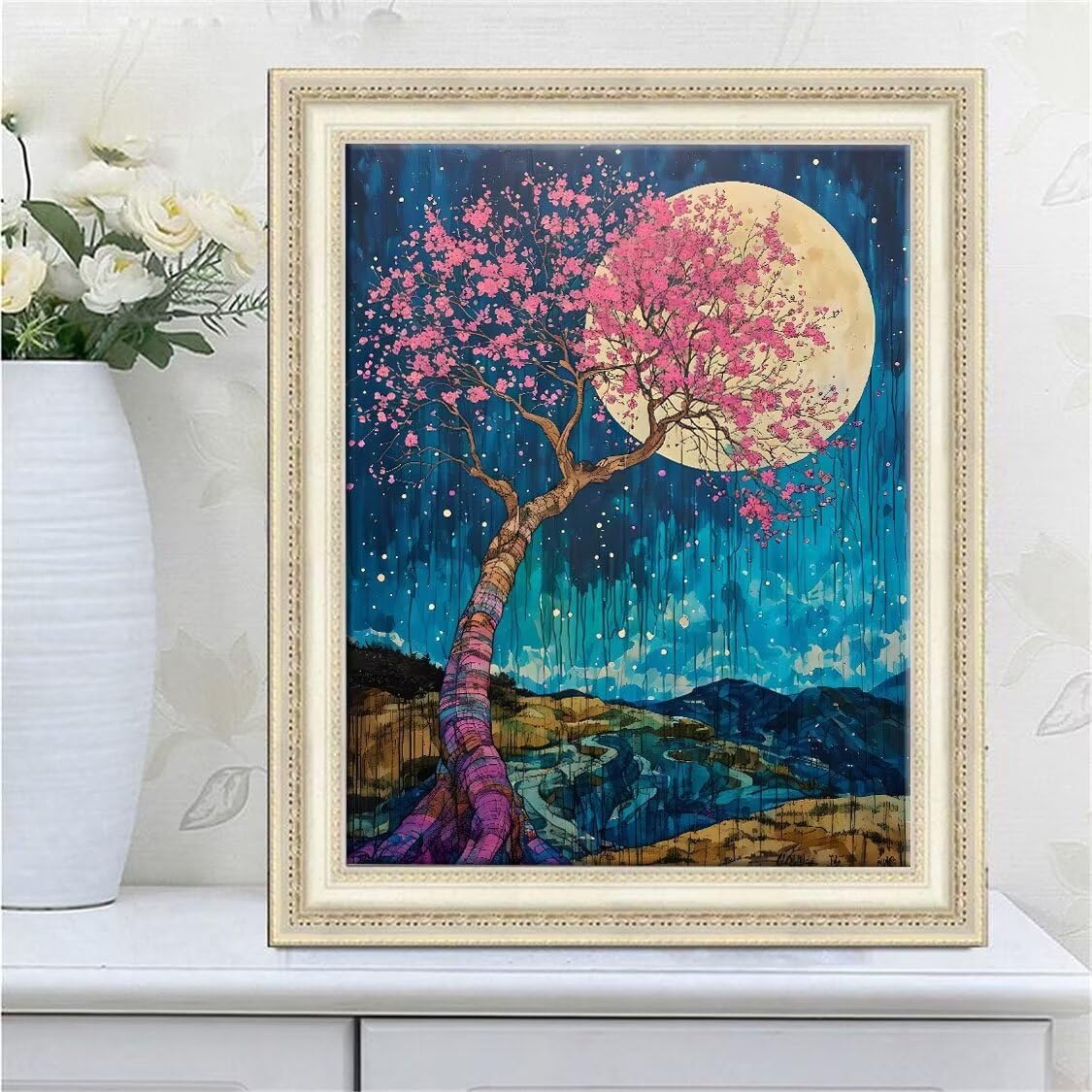 DIY Malarstwo diamentowe 5D, sztuka diamentowa, księżyc, drzewo, zestawy dla dorosłych, sztuka ze strasu, haft, artykuły rzemieślnicze, dla dzieci i dorosłych, idealna dekoracja ścienna do domu,