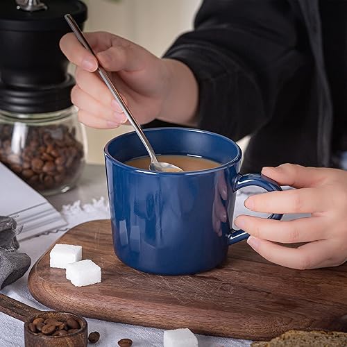 Miniatura 5 de Claplante Juego de 6 tazas de café gigantes, tazas de café de gran capacidad de 14 onzas con asas, taza de café con 6 cucharas, tazas grandes, tazas