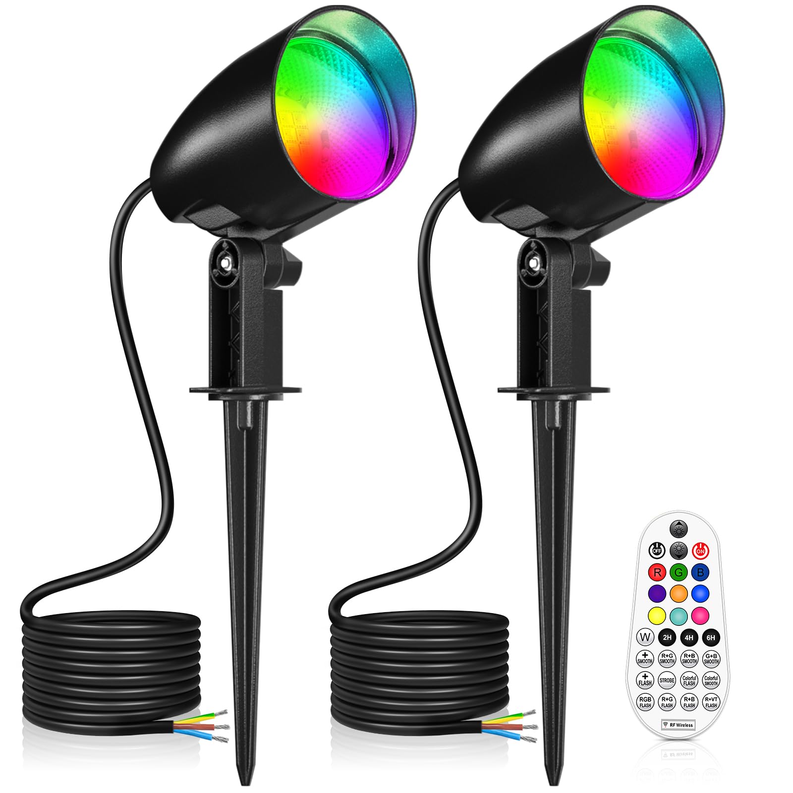 MEIKEE 20W RGB Gartenbeleuchtung 10 Farben 30 Dynamische Modi IP66 Wasserdicht Superhell Gartenleuchte Timer Gartenstrahler Ideal für Außen, Garten, Terrasse, Baum, Wegen 2 Stück ohne Stecker