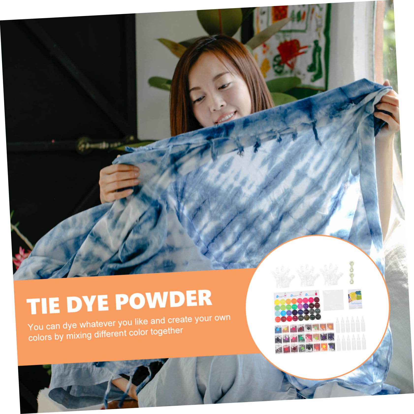 KONTONTY Fabric Decorating Kit 24 Color Tie Dye Powder Unique Patterns for Adults Boys and Girls Party Supplies Included