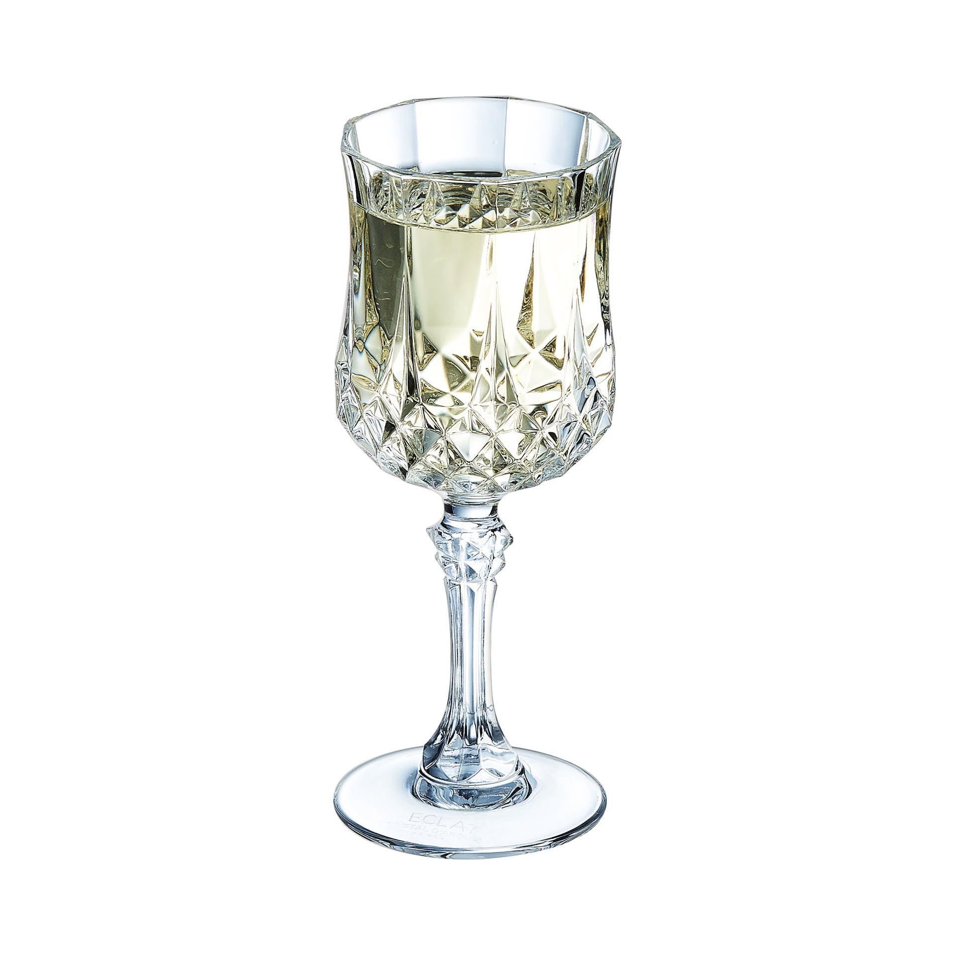 Cristal d'Arques Paris - Collection Longchamp - 6 Verres à vin 17 cl en Kwarx - Brillance, Transparence et Haute Résistance - Moulures Iconiques - Fabriqués en France