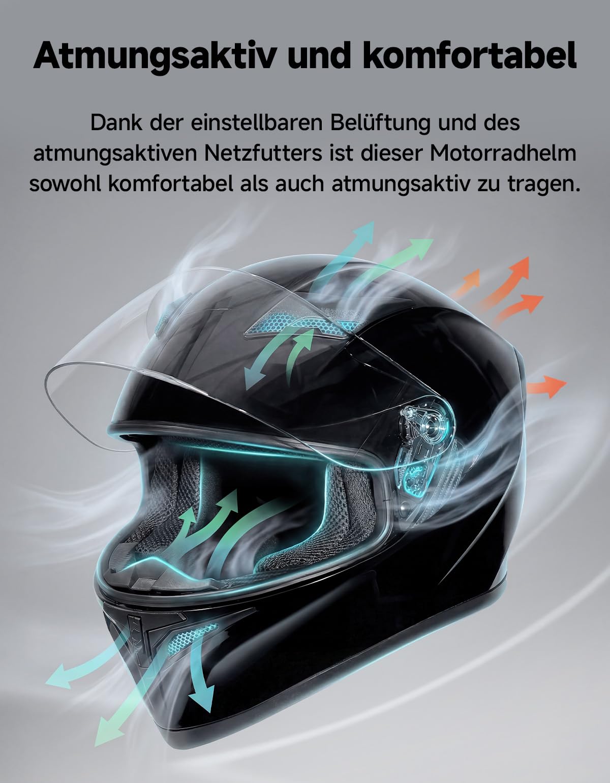 KEMIMOTO Kask integralny ze zintegrowaną osłoną przeciwsłoneczną, certyfikat ECE-R22.06, skorupa ABS, pasuje do motocykli i skuterów
