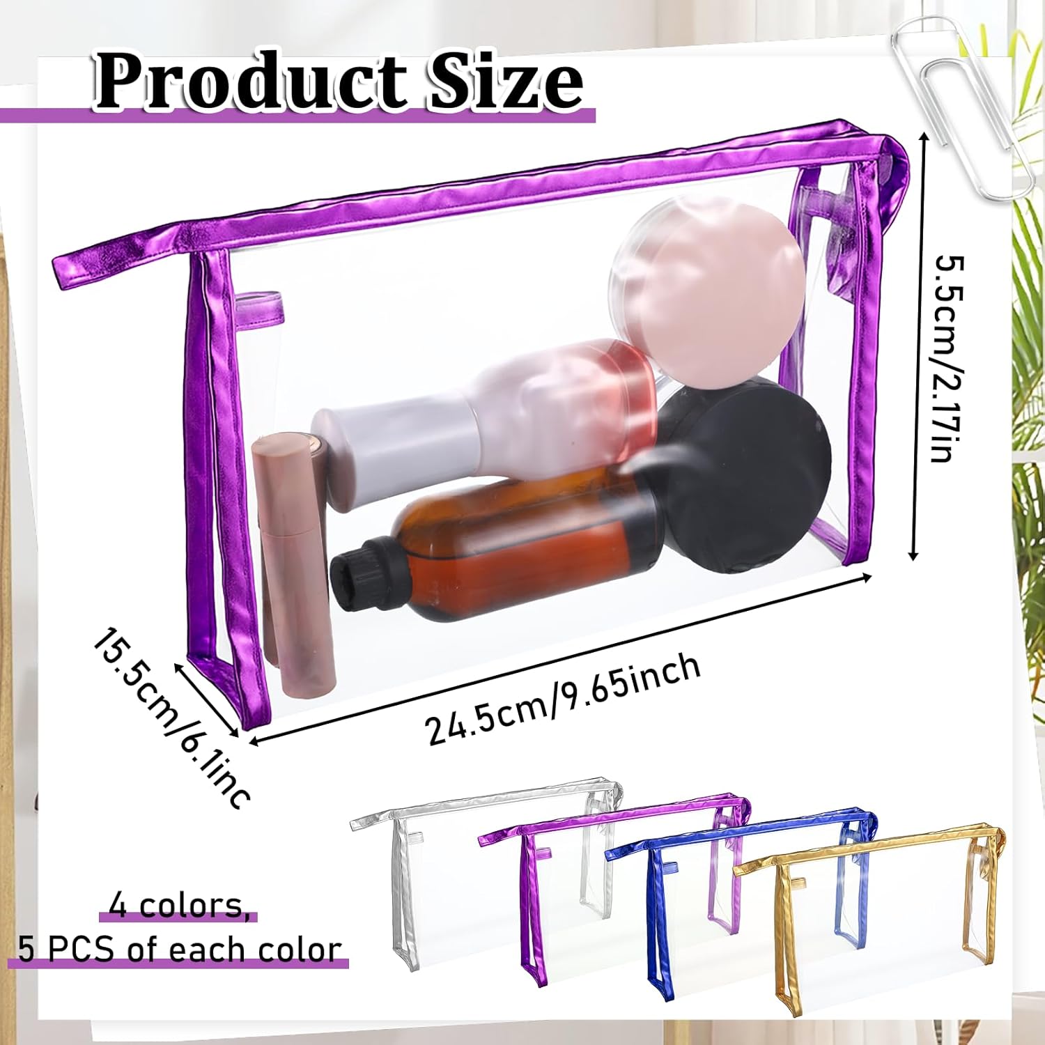 20 Pcs Clear Makeup Bags Bulk, PVC Waterproof Travel Toiletry Bag with Handle, Clear Cosmetic Pouch with Zipper for Women Men Organizing Travel Essentials, Wedding Bridesmaids Gifts - Image 2