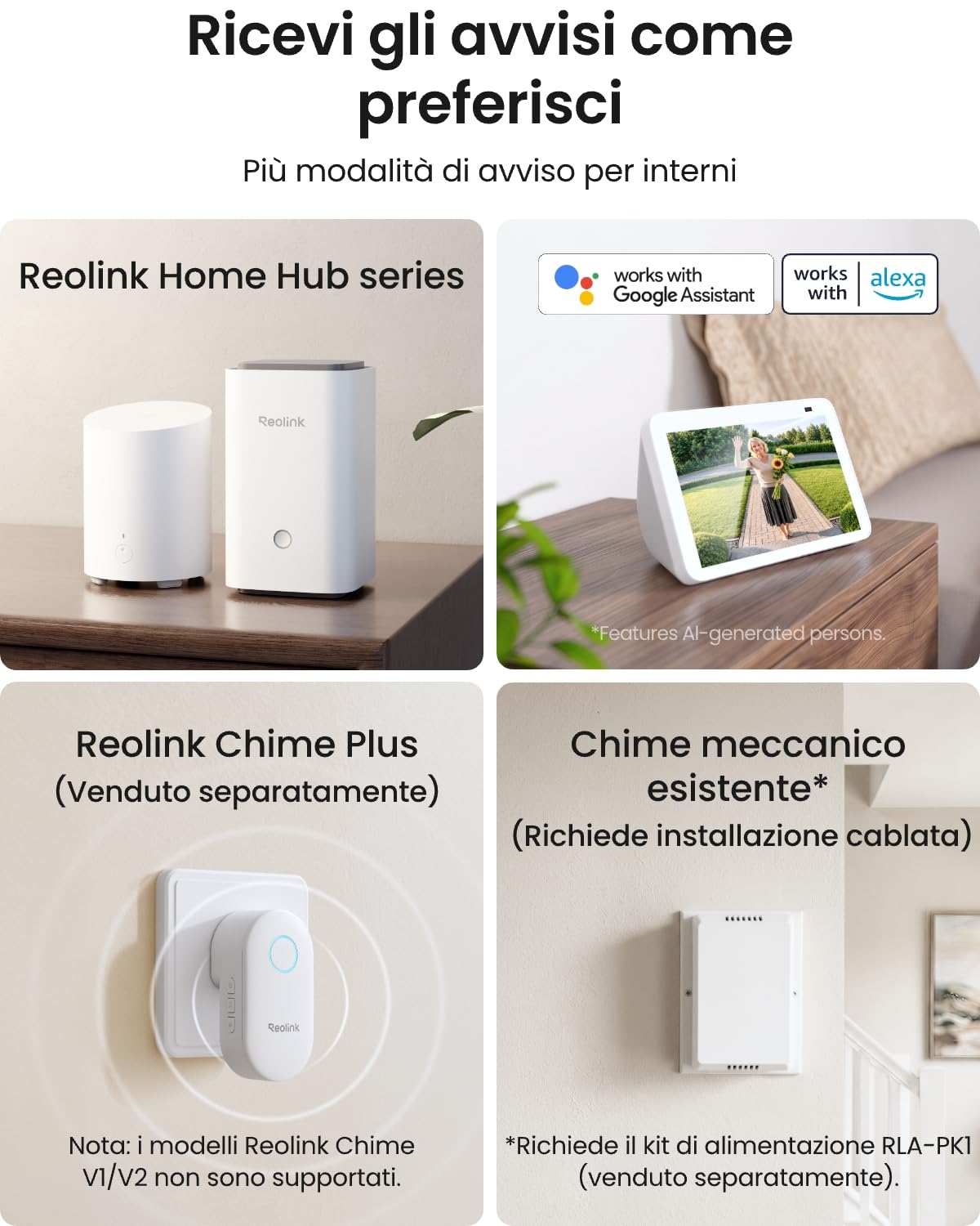 Reolink 2K 4MP Videocitofono Senza Fili, Battery Video Doorbell(2nd Gen) | Doppia Alimentazione (Batteria e Cablata), Vista 150°×150°, Wi-Fi Dual Band, Rilevamento Intelligente, Audio Bidirezionale